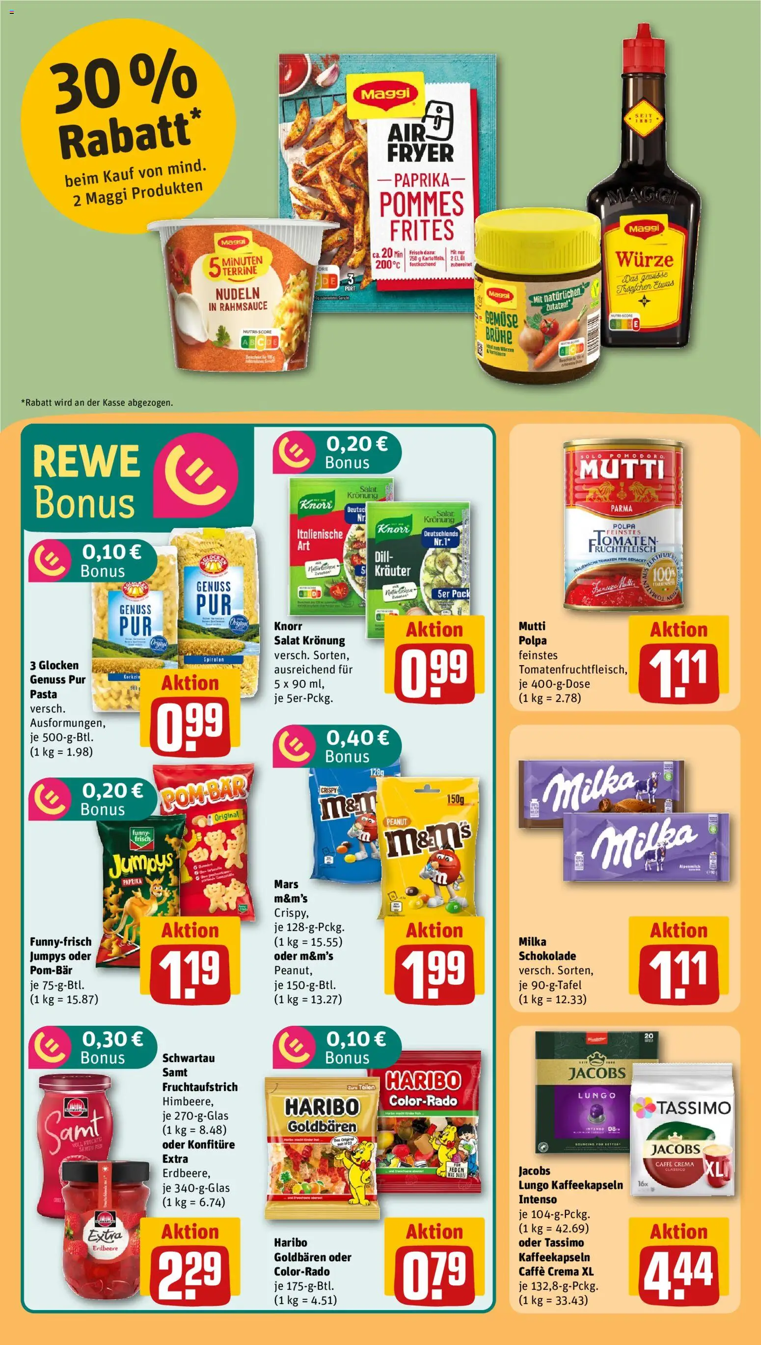 Rewe Prospekt 	 – gültig ab 27.04.2026 | Seite: 13 | Produkte: Schokolade, Pommes frites, Milka, Nudeln
