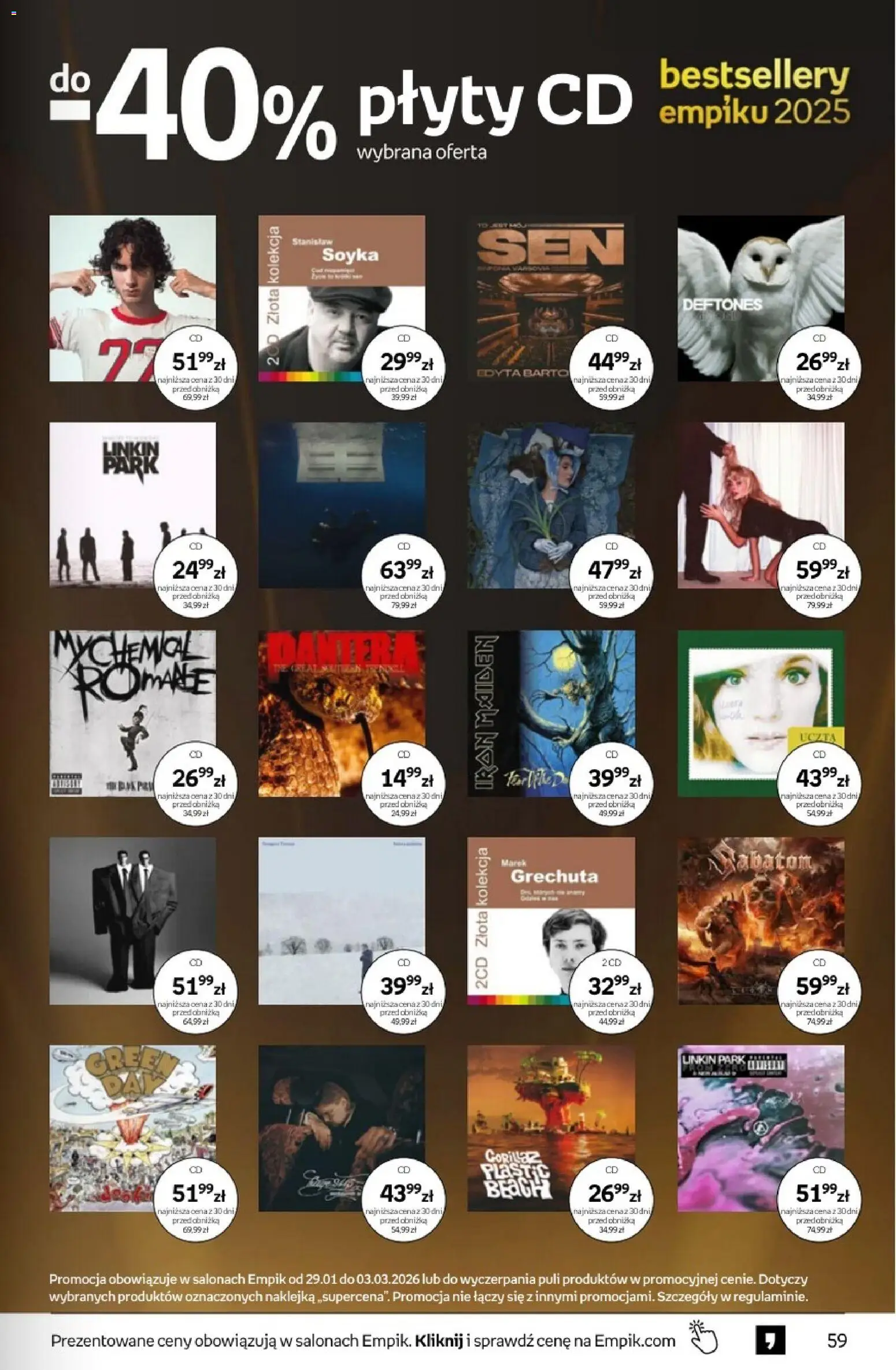 Empik promocje - Tom kultury Muzyka od 11.02.2026 | Strona: 11 | Produkty: Plyty