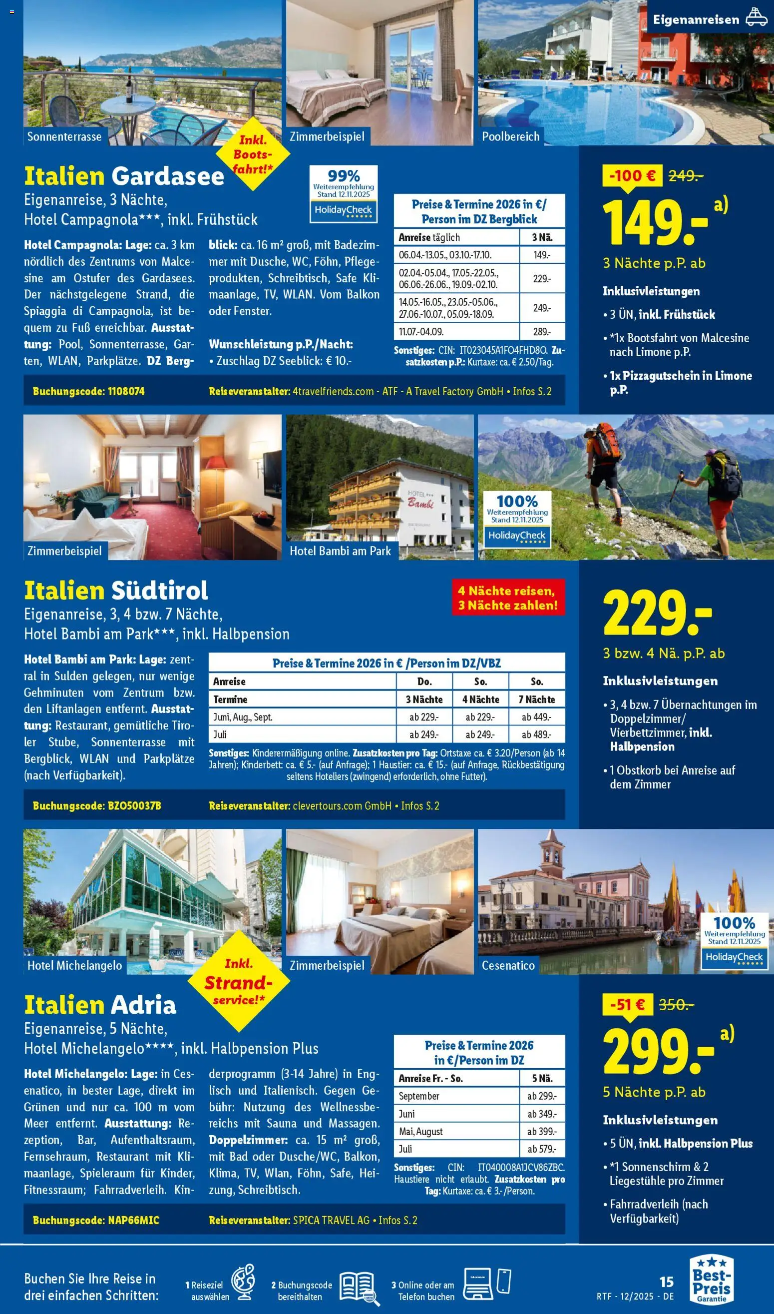 Lidl Reisen Dezember/Januar Reise-Highlights – gültig ab 12.12.2025 | Seite: 15 | Produkte: Bad, Sonnenschirm, Telefon