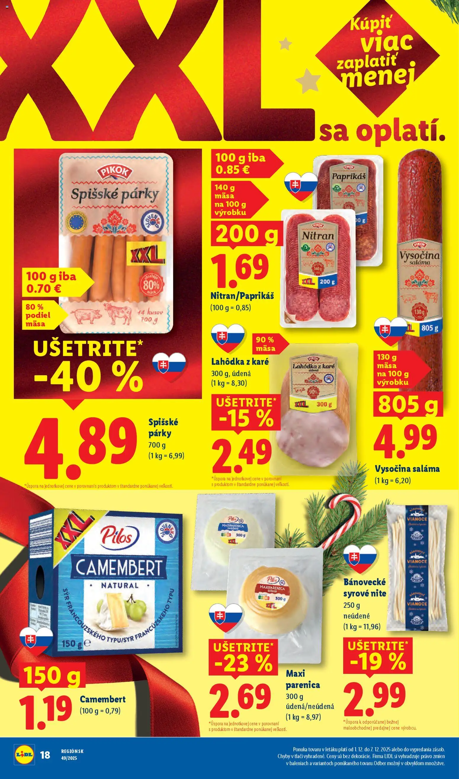 Nové Lidl akcie – leták je platný od 01.12.2025 | Strana: 26 | Produkty: Saláma, Párky