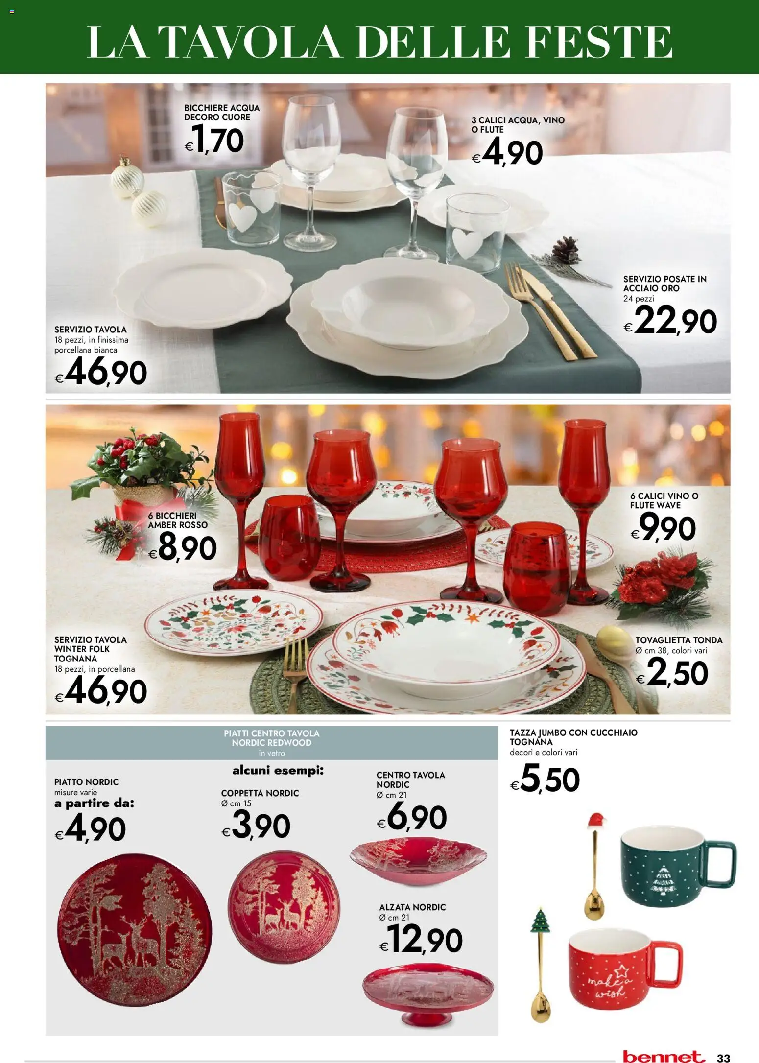 Volantino bennet del 20.11.2025 | Pagina: 33 | Prodotti: Posate, Acqua, Vino, Piatto