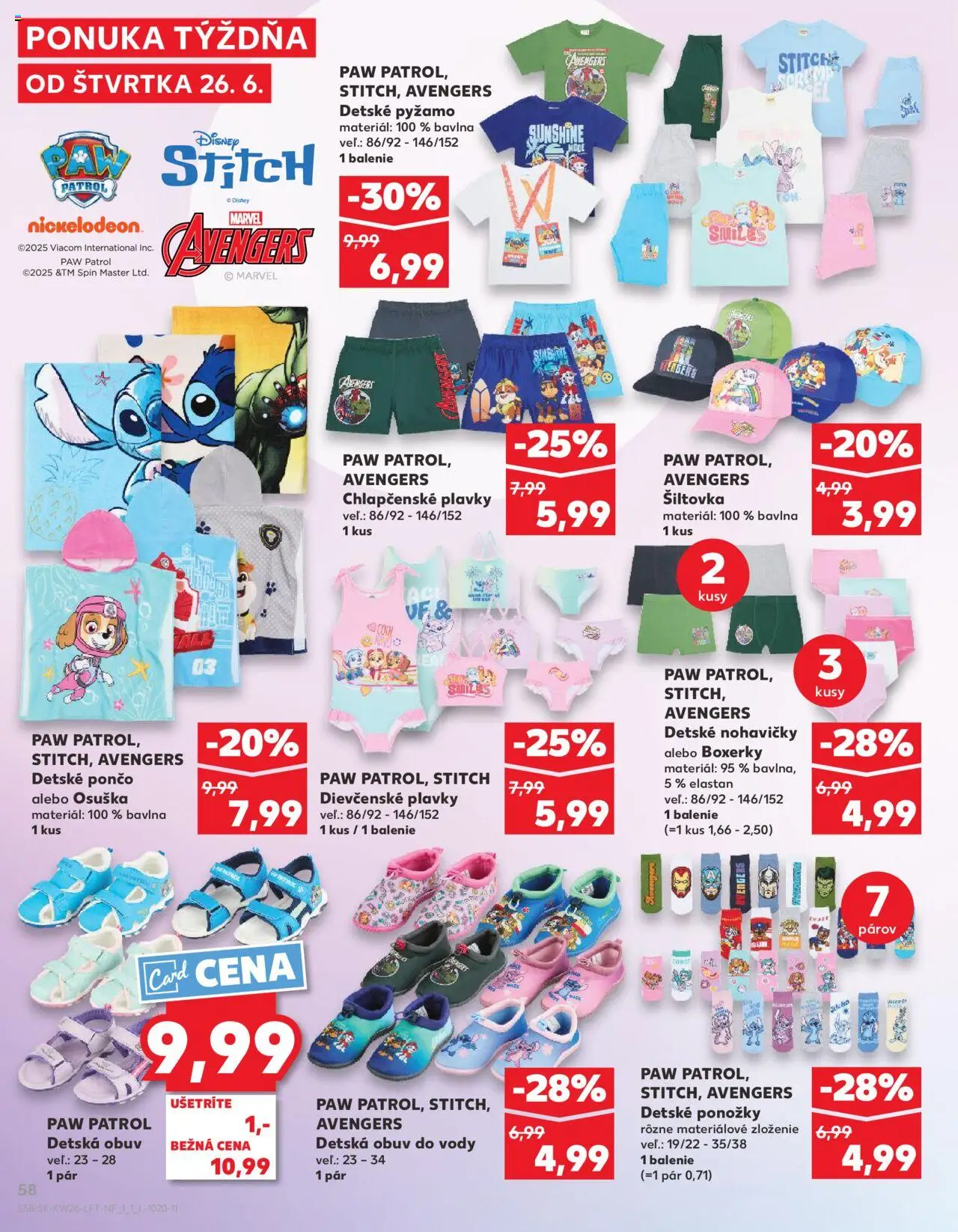 Kaufland Bratislava-Patrónka │ platný od 26.06.2025 | Strana: 58 | Produkty: Osuška, Nohavičky, Ponožky, Pyžamo