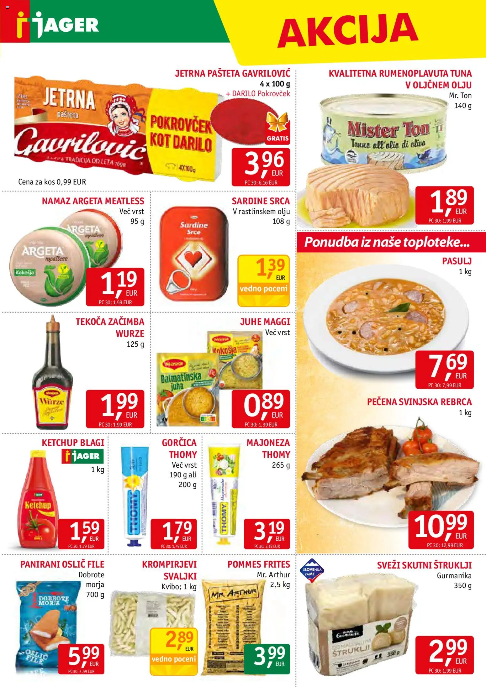 Novi Jager katalog ponudbe – veljaven od 29.10.2025 | Stran: 9 | Izdelki: Tuna, Pašteta, Gorčica, Sardine