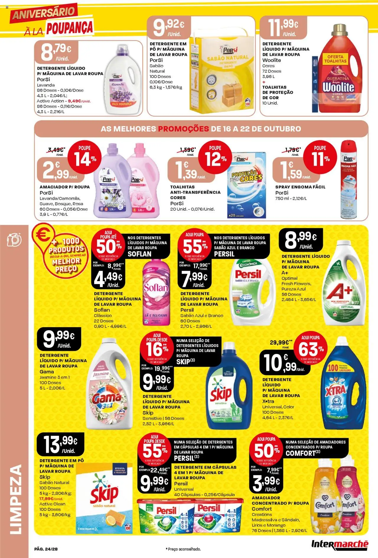 Intermarché Folheto Contact │ válido de 16.10.2025 | Página: 24 | Produtos: Máquina de lavar, Pó, Sabão em pó, Persil