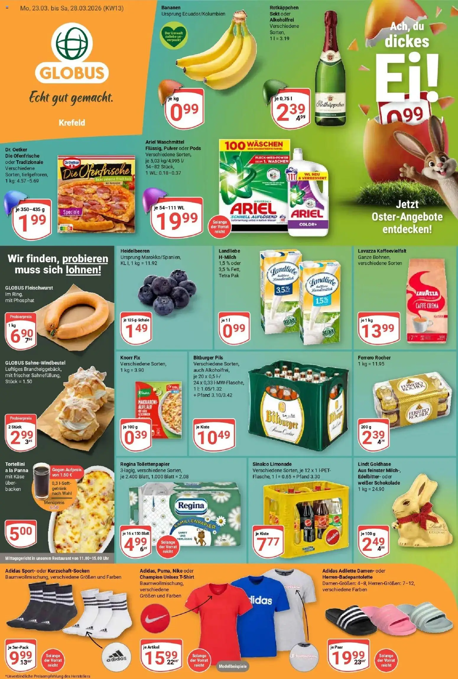 Globus prospekt Krefeld	 – gültig ab 22.03.2026 | Seite: 1 | Produkte: Knorr fix, Limonade, Heidelbeeren, Waschmittel
