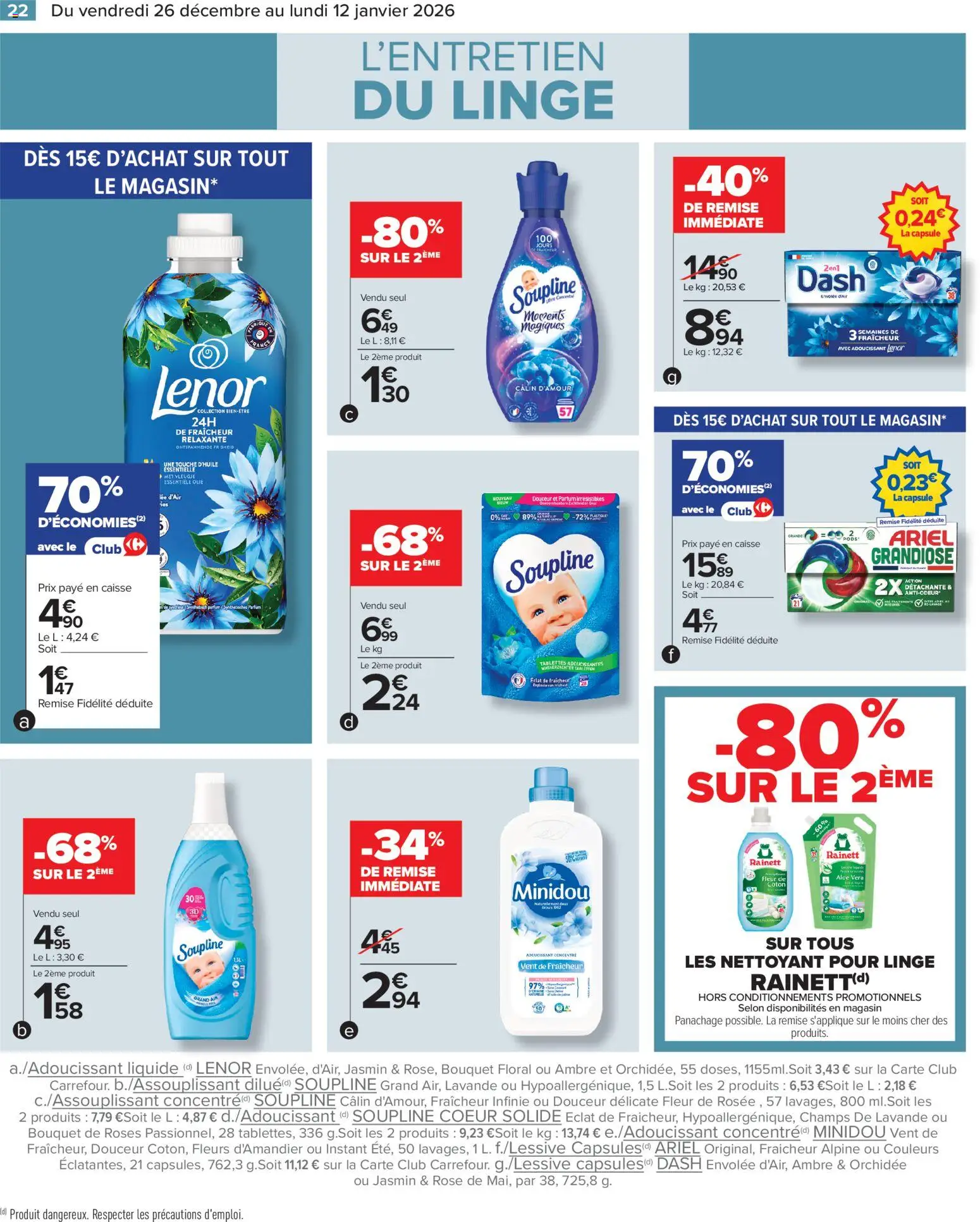 {H1} | Page: 24 | Produits: Adoucissant Lenor, Bouquet de roses, Soupline, Orchidée