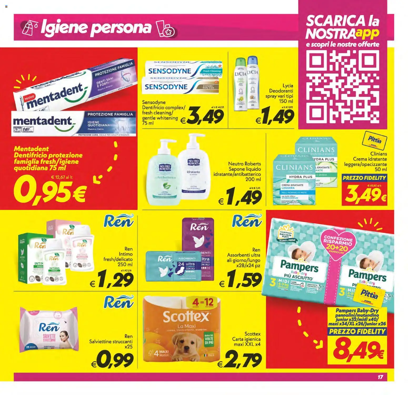 Volantino SuperConveniente del 07.04.2026 | Pagina: 17 | Prodotti: Crema, Dentifricio, Intimo, Pampers