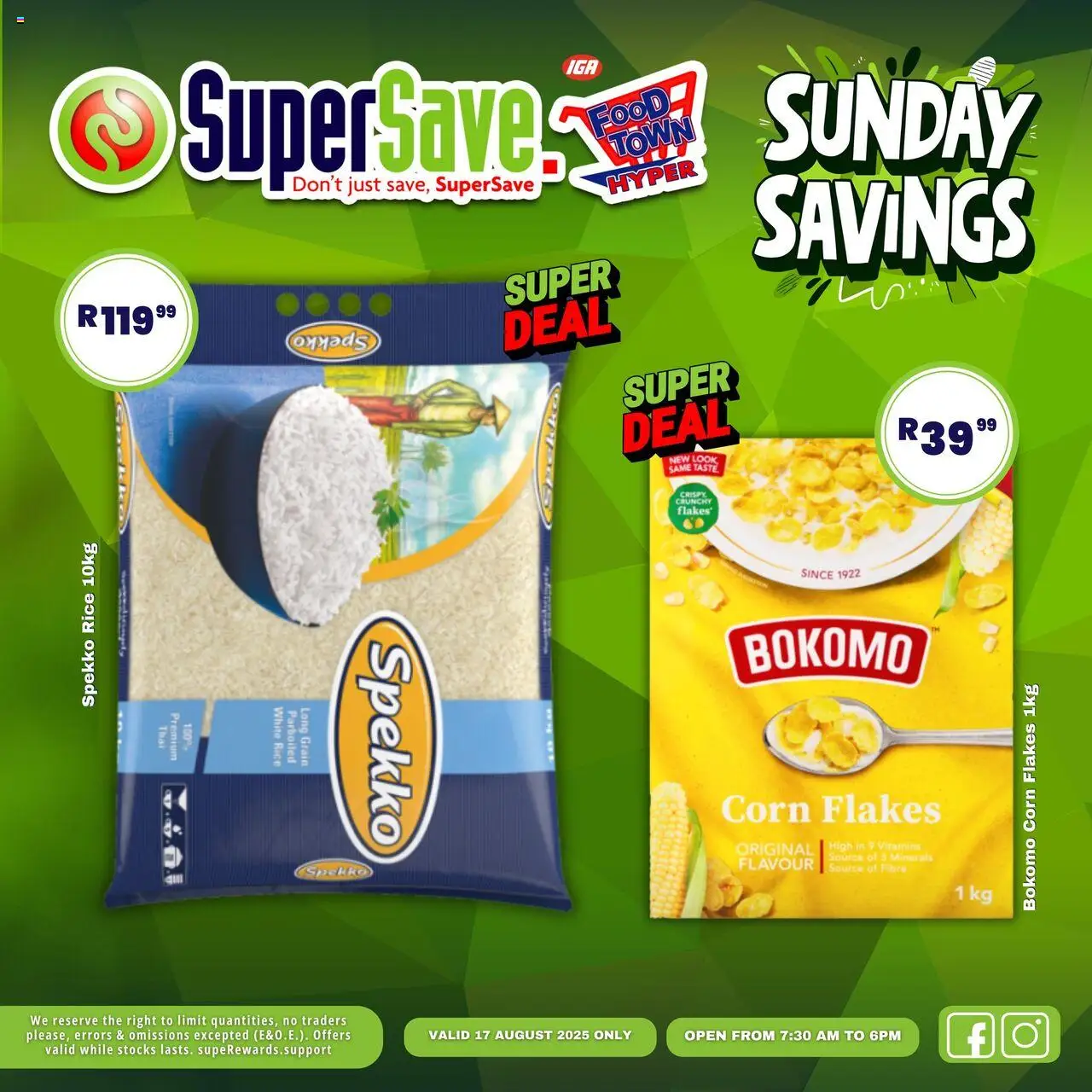 Super Save Sunday Specials │ valid from 17.08.2025 | Page: 33 | Products: Corn, Vitamins, Rice, Flakes
