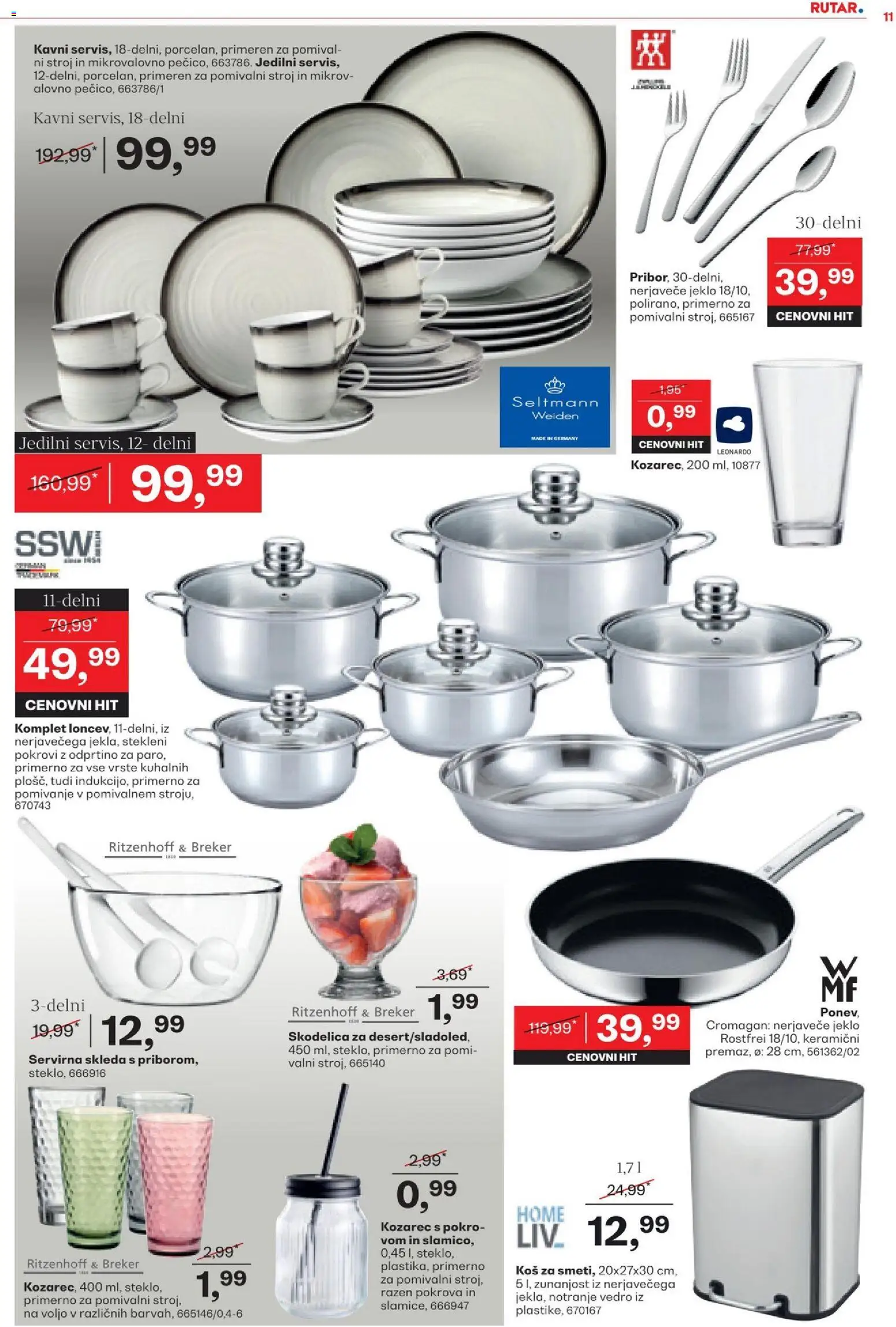 Novi Rutar katalog ponudbe – veljaven od 24.03.2026 | Stran: 11 | Izdelki: Kozarec, Pomivalni stroj, Skodelica, Vedro