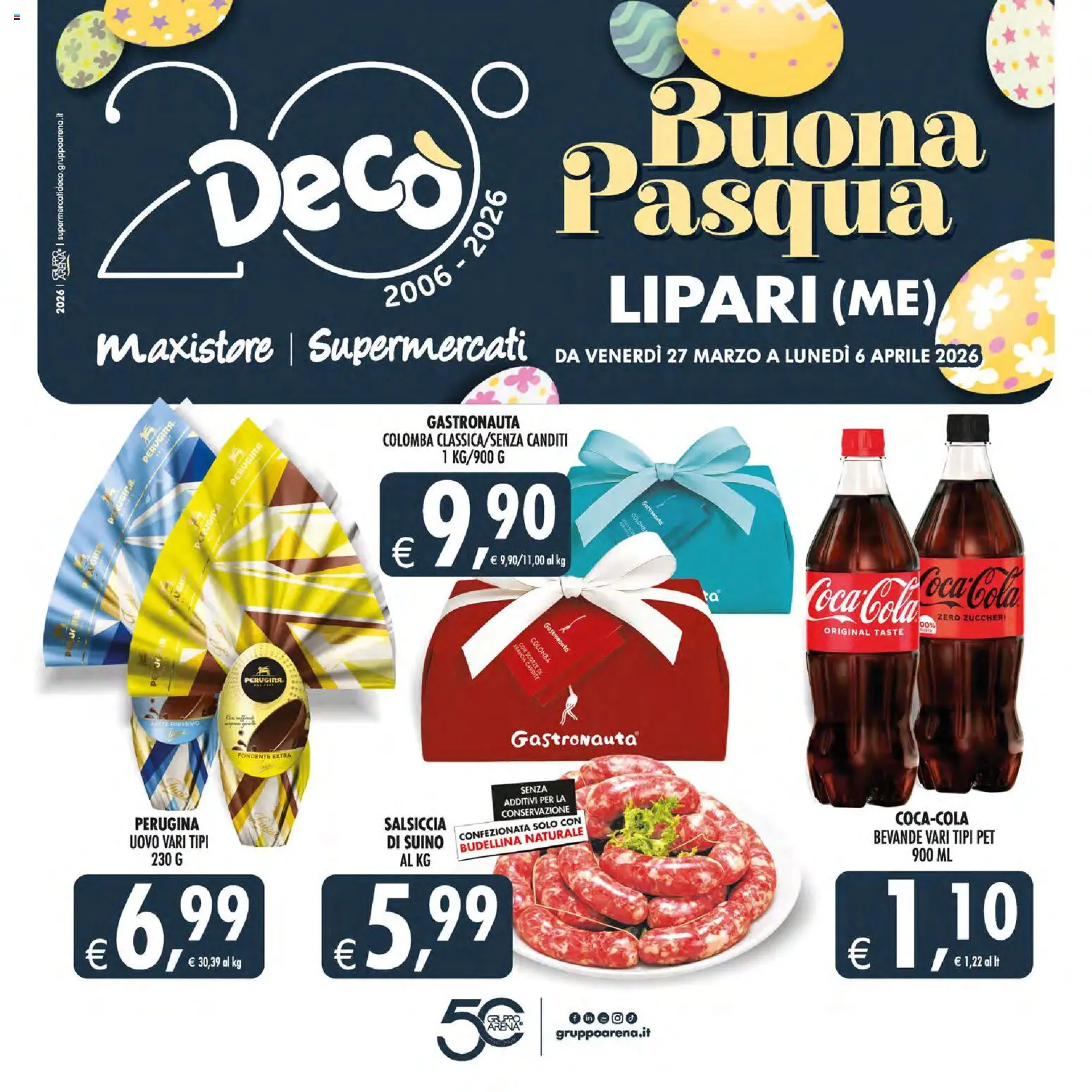 Volantino Decò del 27.03.2026 | Pagina: 1 | Prodotti: Suino, Salsiccia, Arancia, Coca Cola