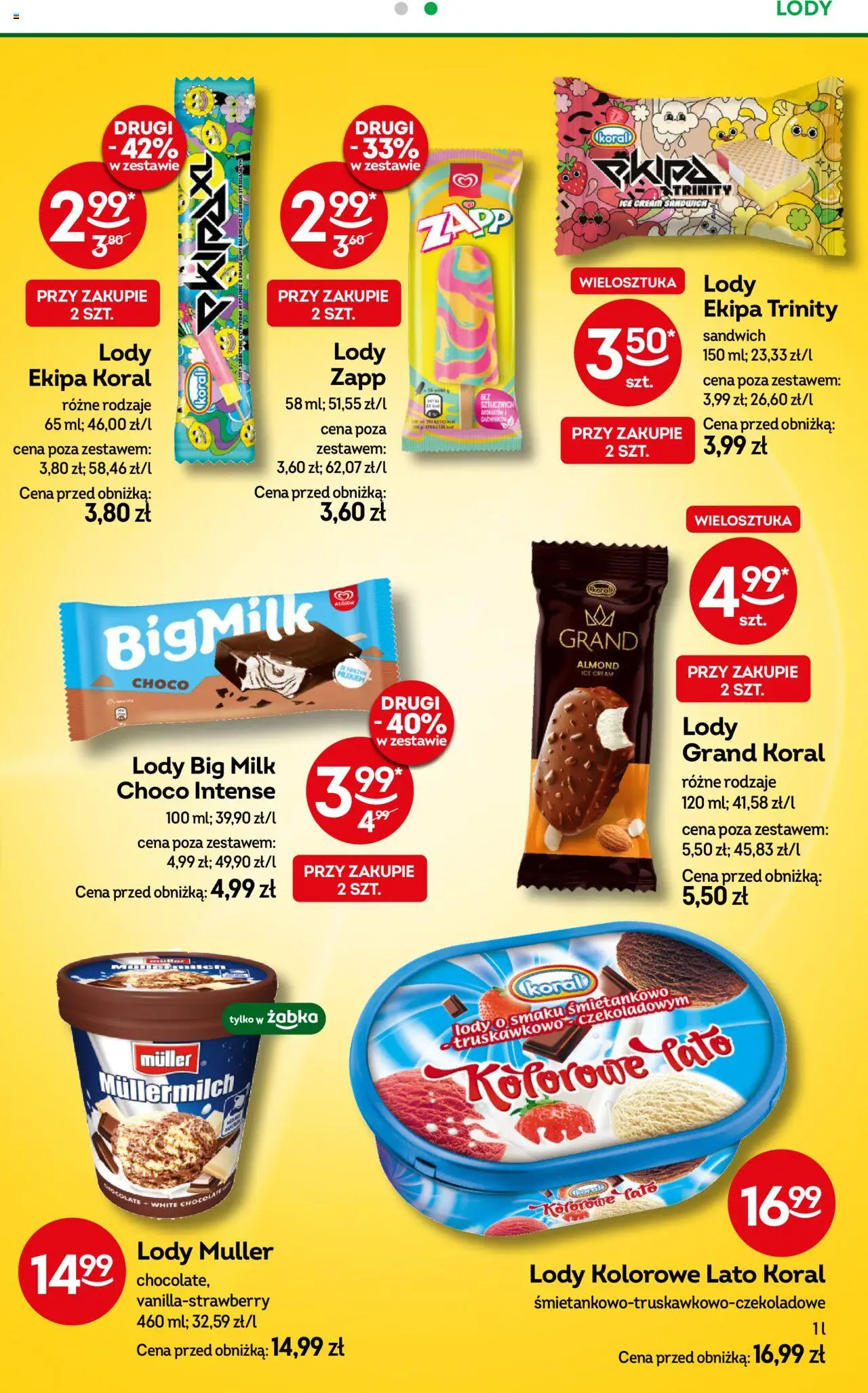 Żabka Gazetka od 13.08.2025 | Strona: 42 | Produkty: Sandwich, Big Milk, Lody