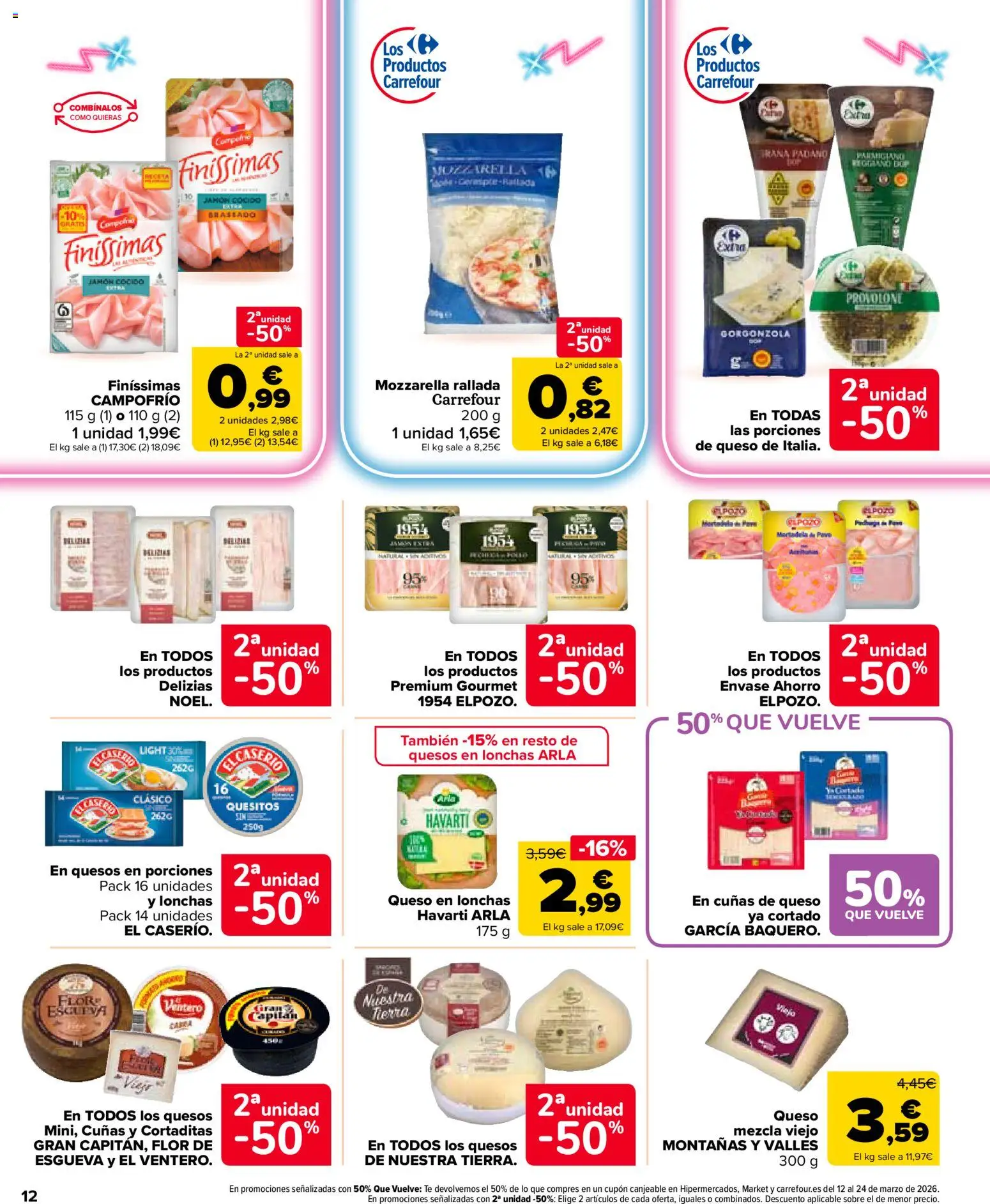 Carrefour Market folleto │ válido desde el 25.02.2026 | Página: 12 | Productos: Queso, Jamón, Té, Mortadela