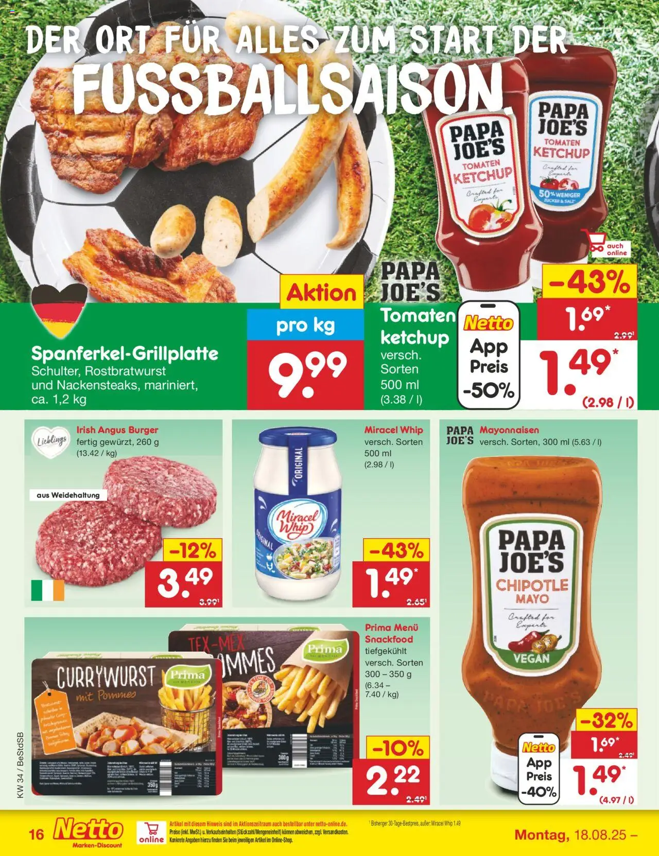 Netto Marken-Discount Prospekt 	 - gültig ab dem 18.08.2025 | Seite: 20 | Produkte: Burger, Tomaten, Miracel whip, Salz