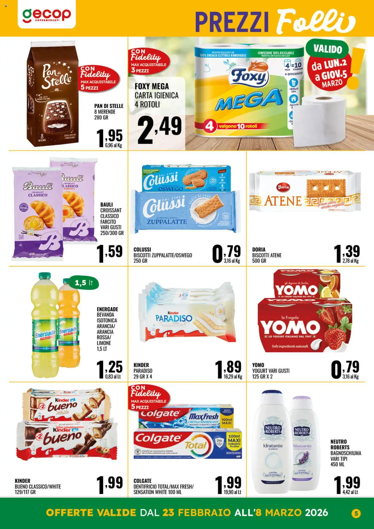 Volantino GECOP del 23.02.2026 | Pagina: 5 | Prodotti: Yogurt, Latte, Arancia, Croissant