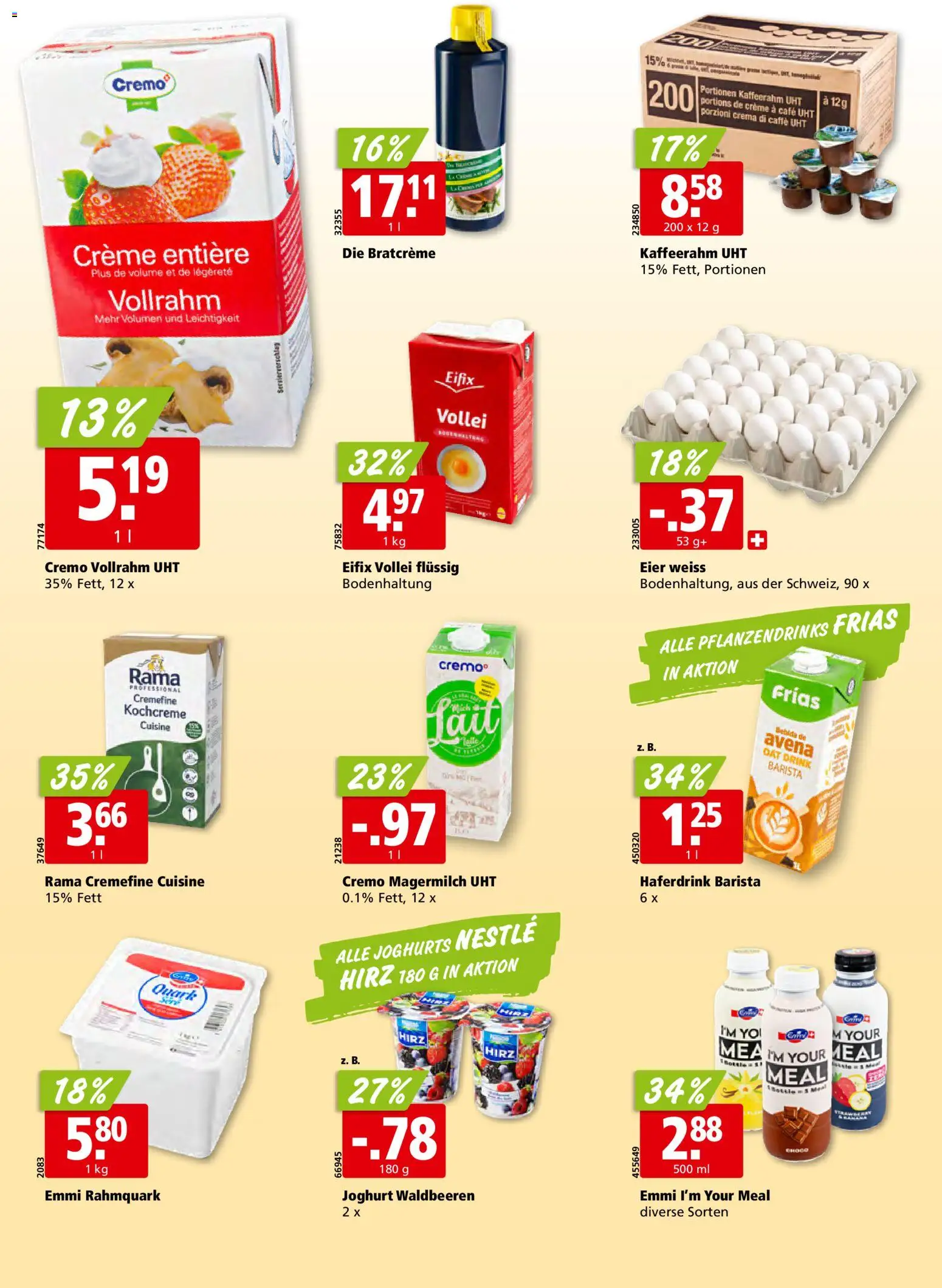 Aligro aktionen Schlieren, Gossau SG, Frauenfeld, Rapperswil-Jona, Sargans, Bern, Brüttisellen, Pratteln, Emmen, Spreitenbach – gültig ab 13.04.2026 | Seite: 14 | Produkte: Quark, Joghurt, Eier, Creme