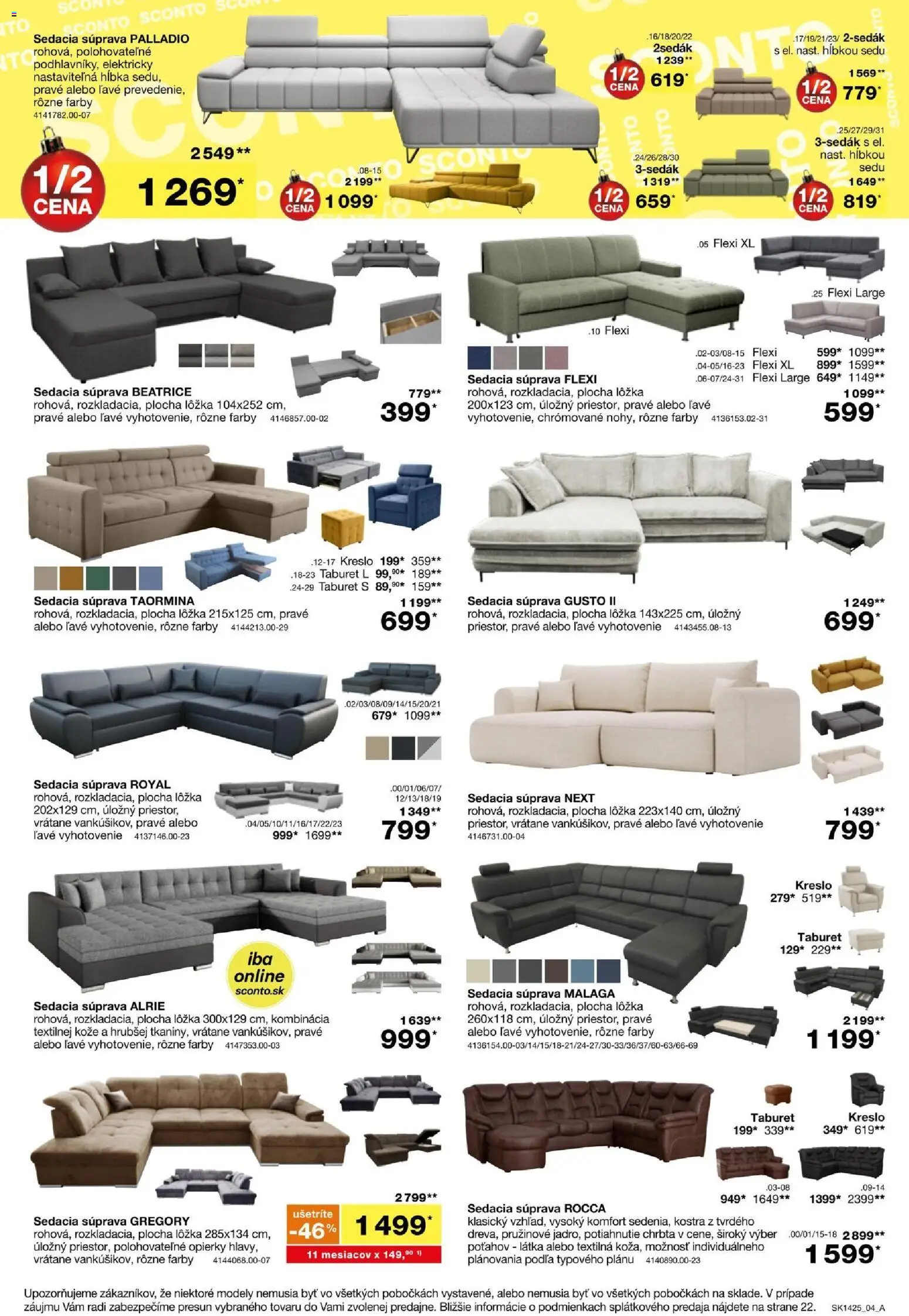 Nové Sconto nábytok akcie – leták je platný od 05.11.2025 | Strana: 4 | Produkty: Sedacia súprava, Taburet, Kreslo