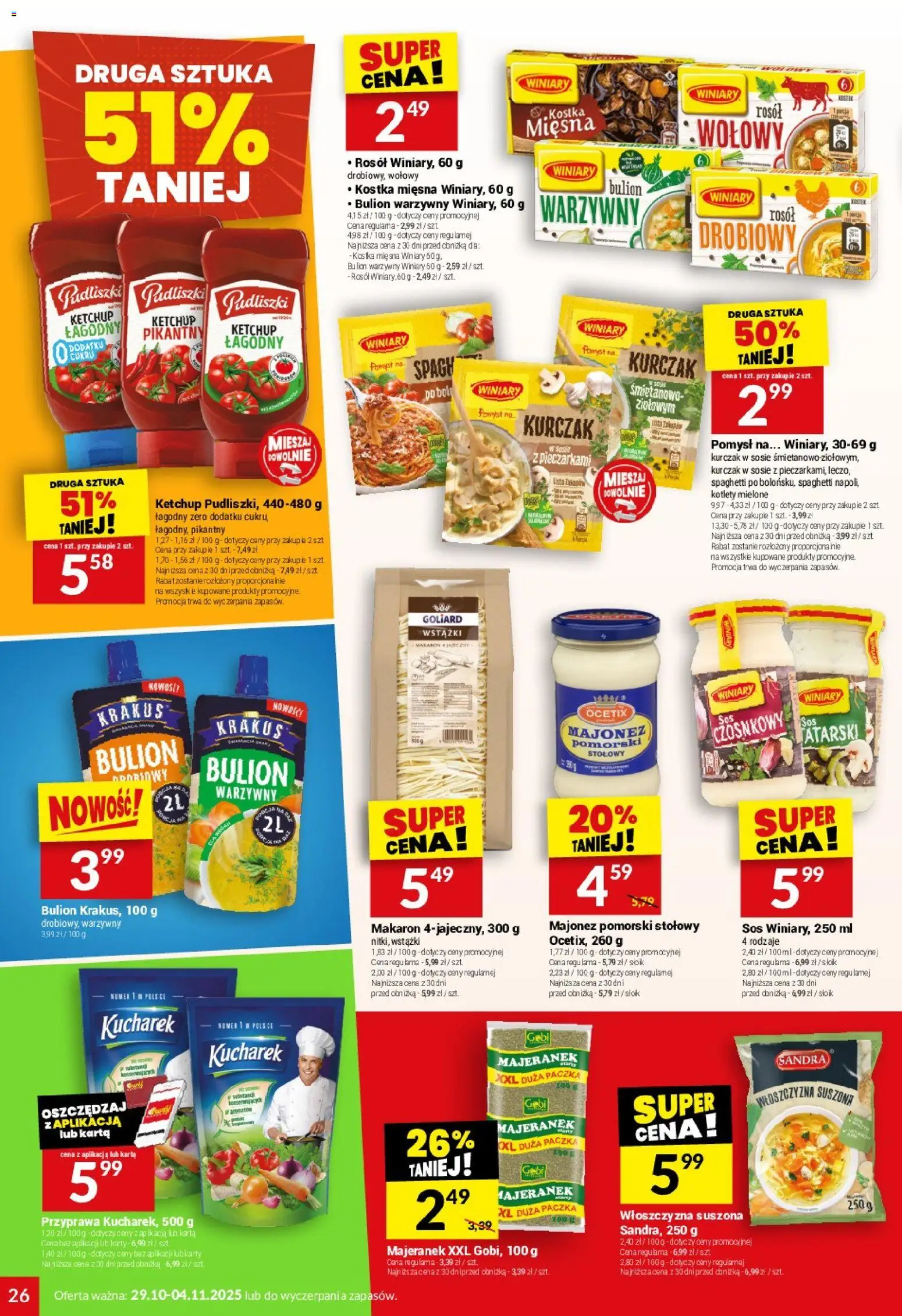 Twój Market Gazetka od 29.10.2025 | Strona: 26 | Produkty: Kurczak, Bulion warzywny, Makaron, Majonez