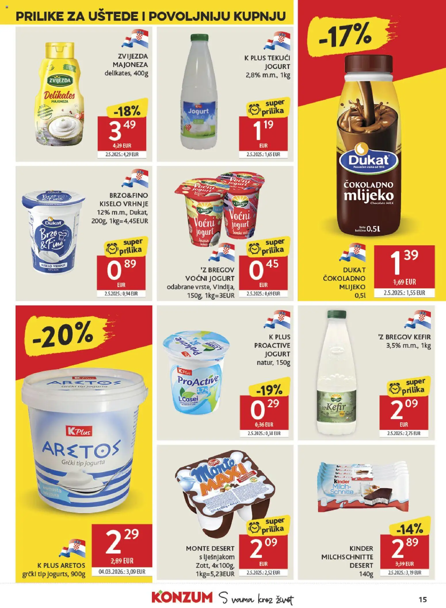 Konzum HR akciós ujság - amely érvényes a következő dátumtól: 29.04.2026 | Oldal: 15 | Termékek: Kefir