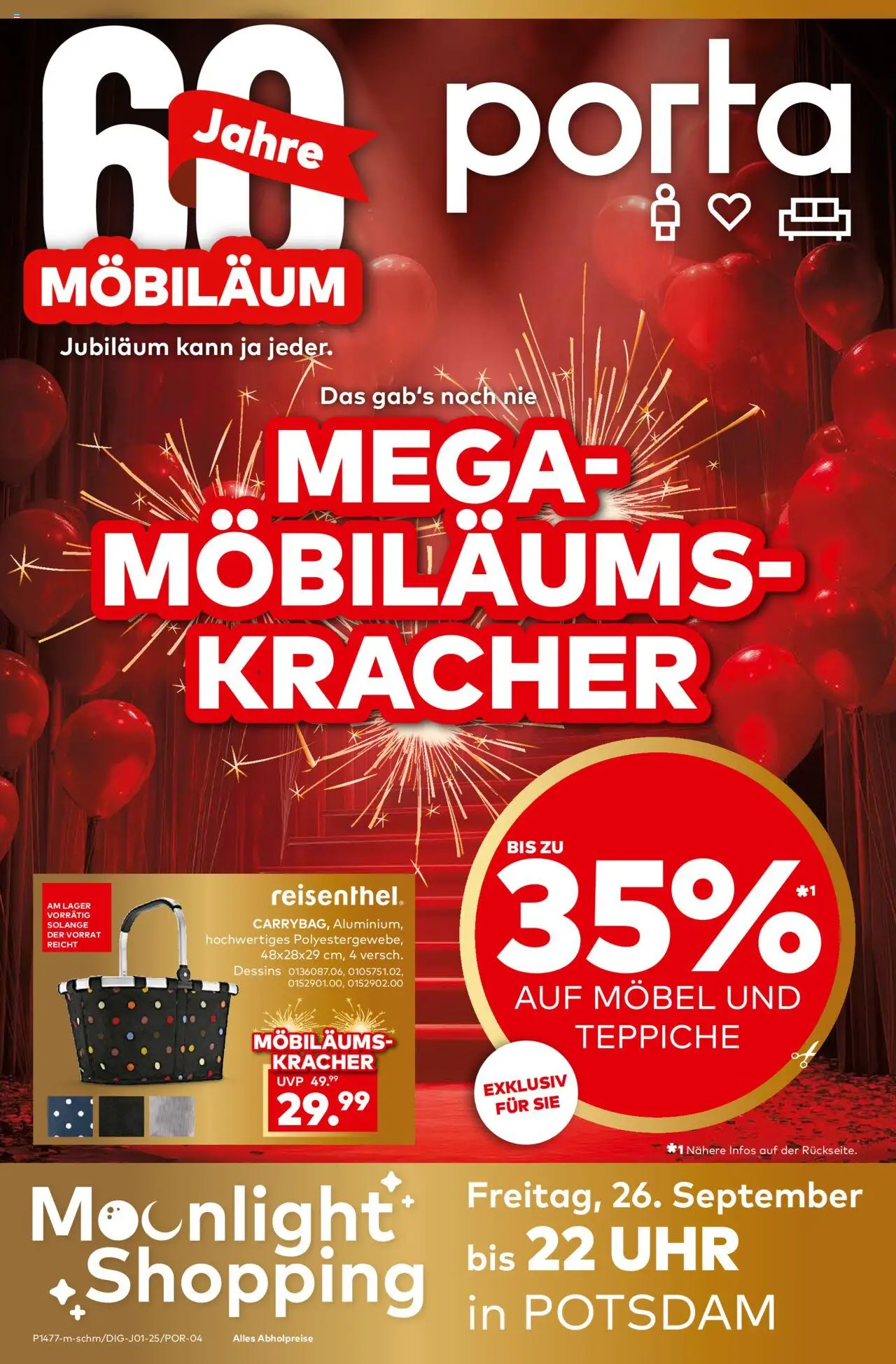Porta! Mega Möbiläumskracher - Potsdam – gültig ab 21.09.2025 | Seite: 1 | Produkte: Uhr