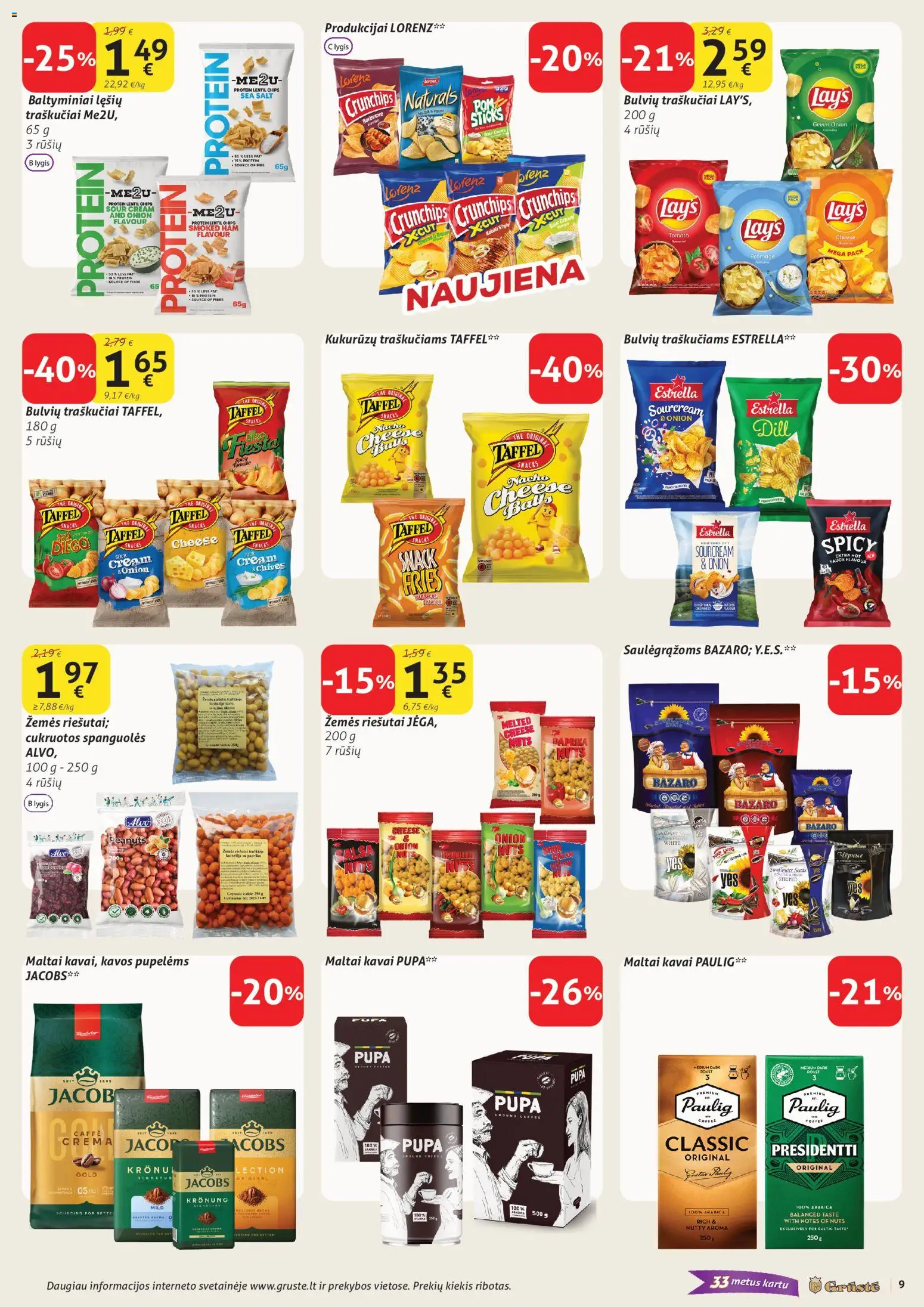 GRUSTE akcijos nuo 21.04.2026 | Puslapis: 9 | Prekių: Riešutai, Paprika, Traškučiai