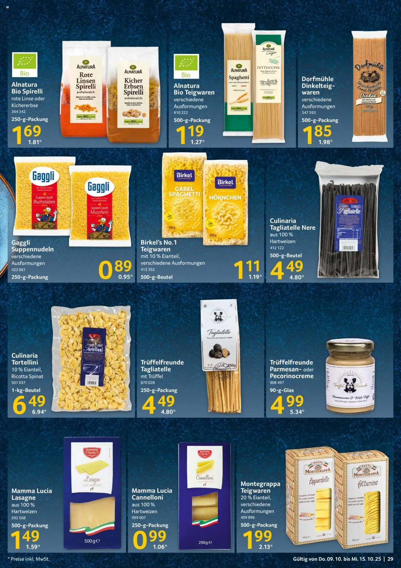 Selgros Prospekt 	 – gültig ab 09.10.2025 | Seite: 29 | Produkte: Pasta, Nudeln, Erbsen