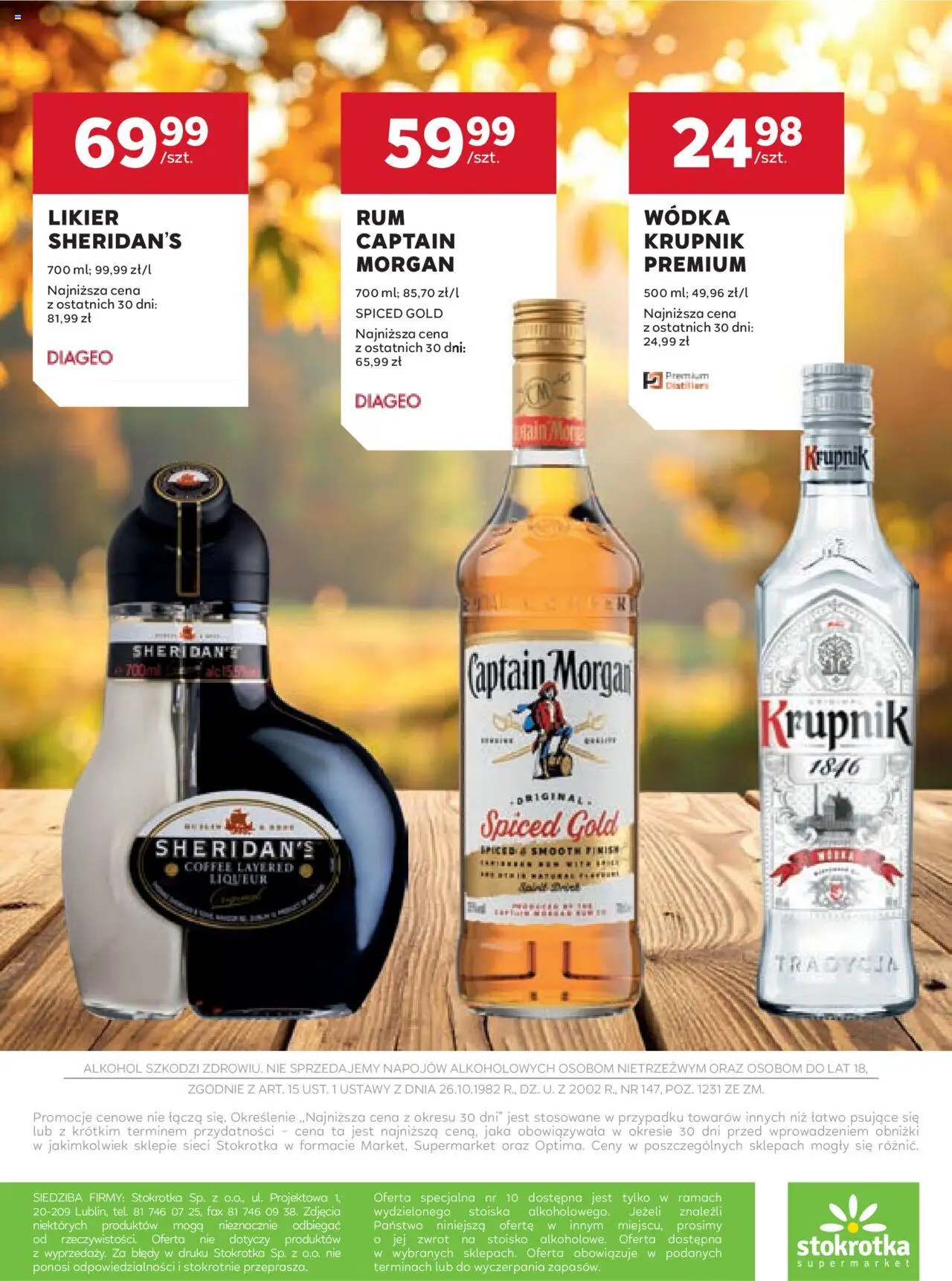Stokrotka Gazetka - Oferta alkoholowa od 11.09.2025 | Strona: 16 | Produkty: Stokrotka, Captain Morgan, Alkohol, Wódka
