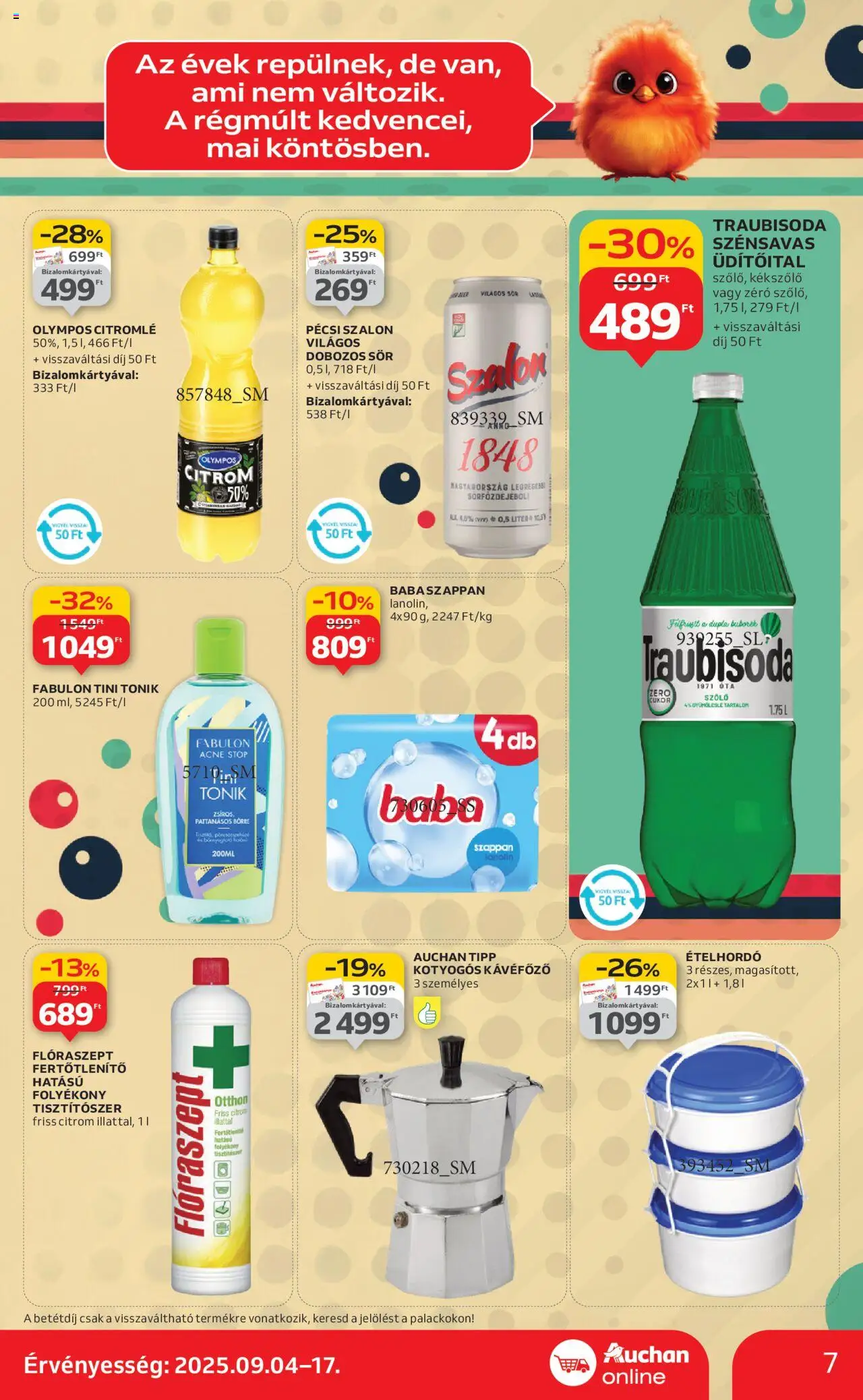 Auchan akciós ujság - amely érvényes a következő dátumtól: 04.09.2025 | Oldal: 7 | Termékek: Gyümölcslé, Kávéfőző, Ételhordó, Citrom