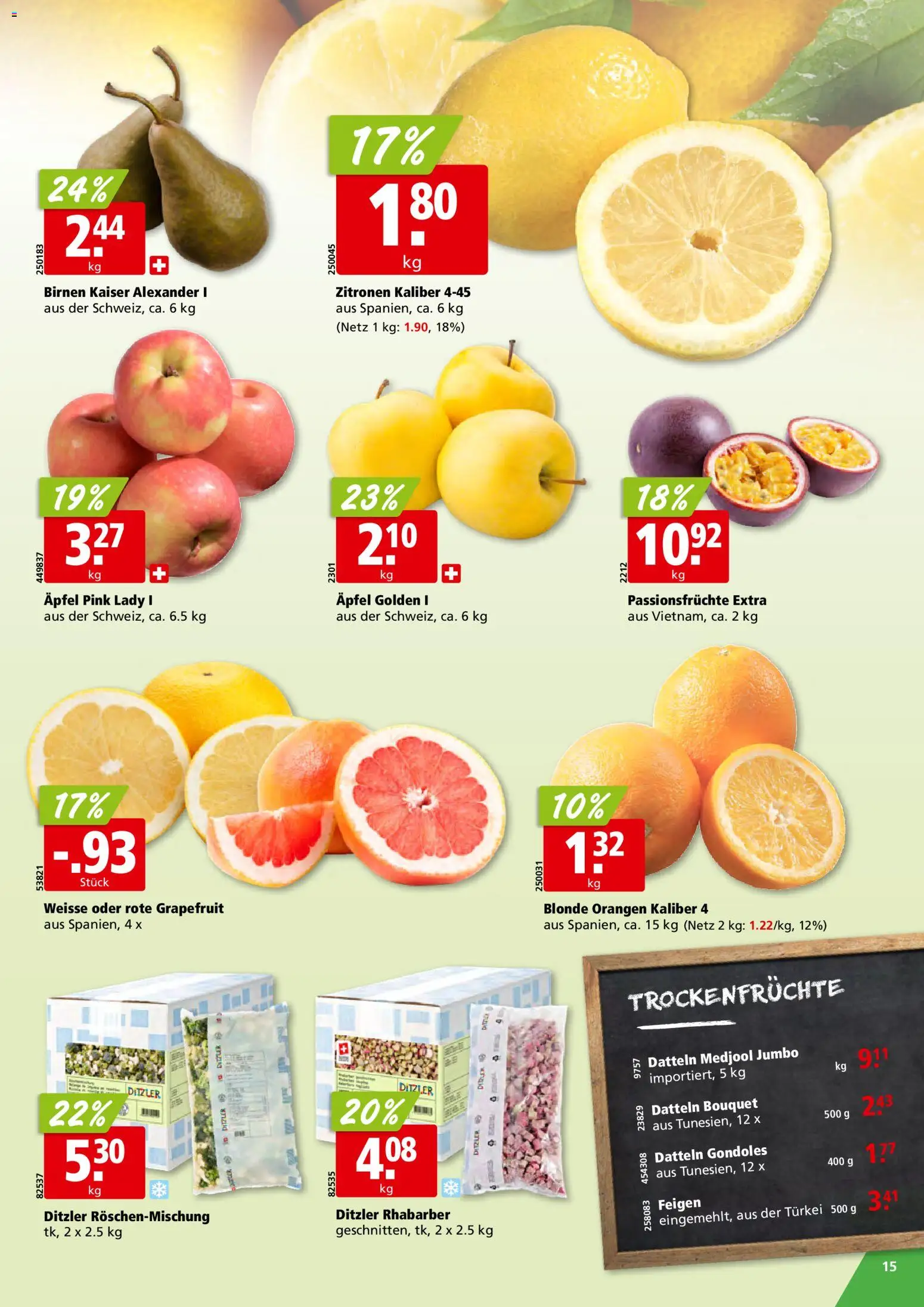 Aligro Aktionen Schlieren, Gossau SG, Frauenfeld, Rapperswil-Jona, Sargans, Bern, Brüttisellen, Pratteln, Emmen, Spreitenbach – gültig ab 23.02.2026 | Seite: 15 | Produkte: Kammerjunker, Äpfel, Orangen, Grapefruit