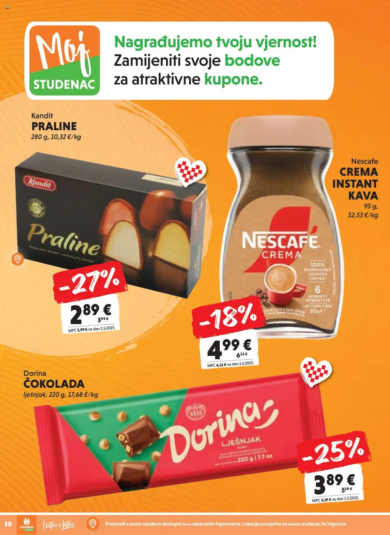 Studenac katalog | vrijedi od 13.08.2025 | Stranica: 30 | Proizvodi: Praline, Kava, Čokolada, Lješnjak