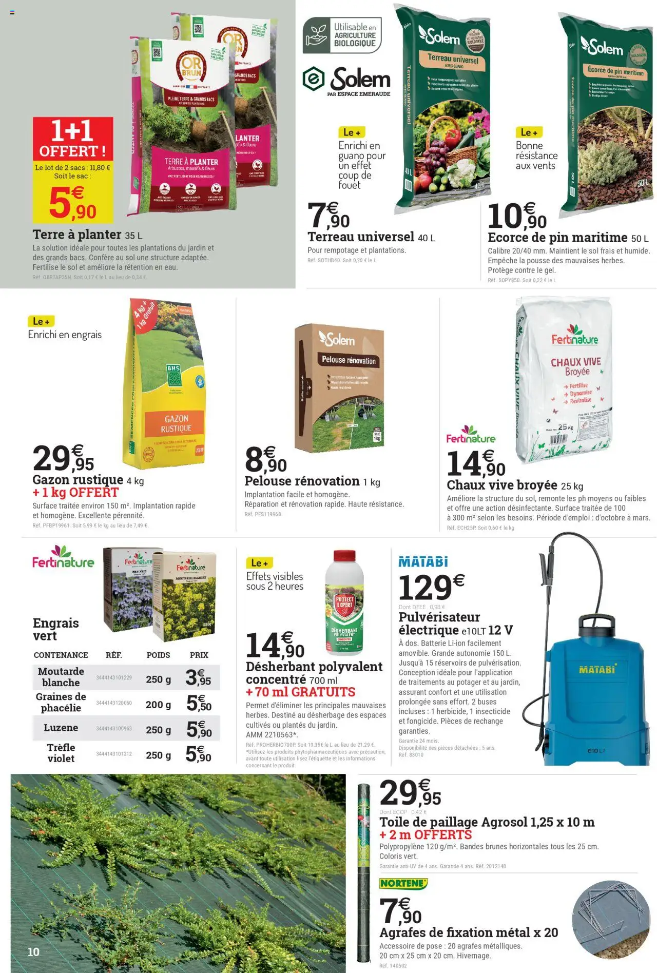  | Page: 10 | Produits: Toile de paillage, Poids, Plantes, Terreau
