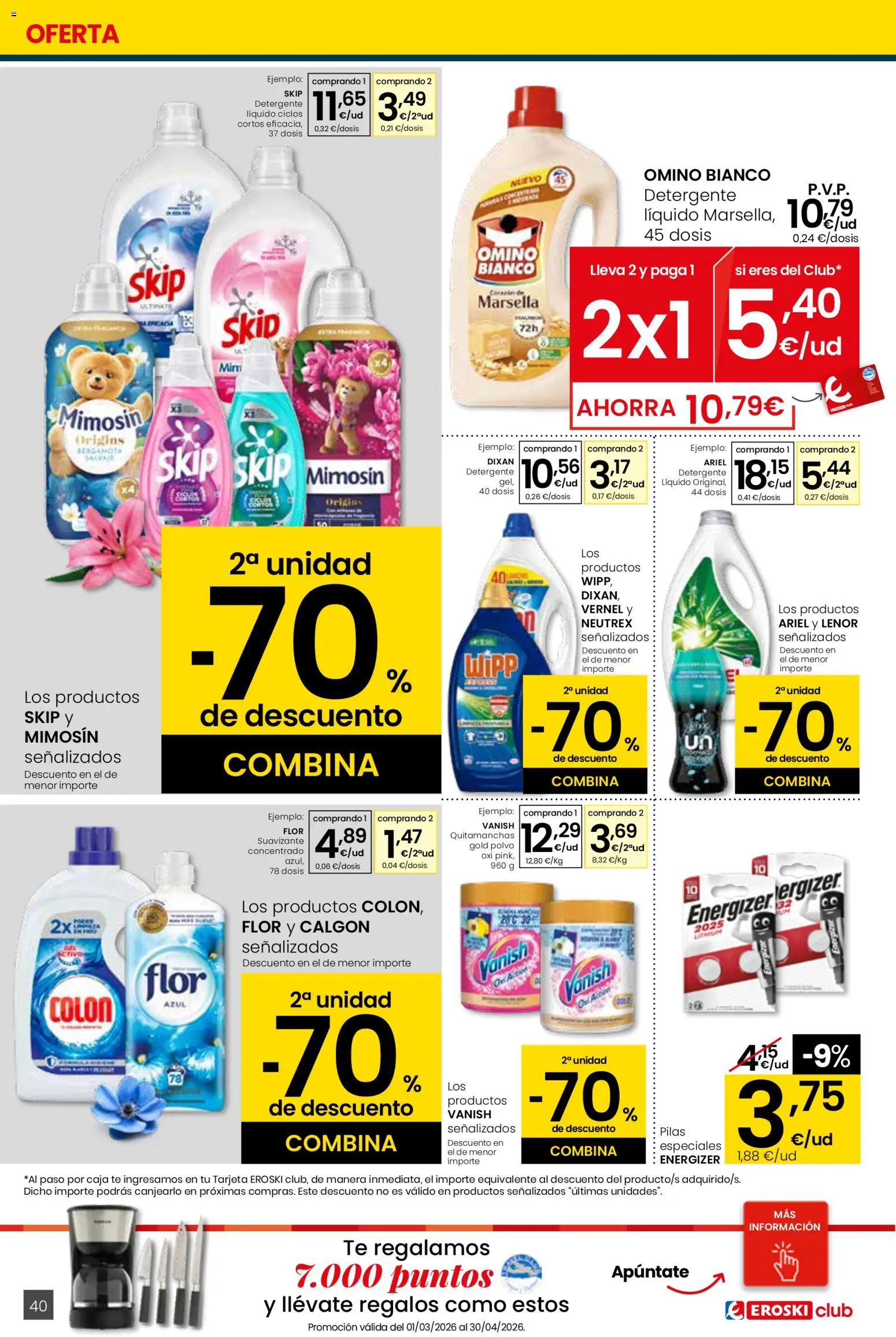 Eroski - Quieres ahorrar conmigo Center │ válido desde el 26.03.2026 | Página: 40 | Productos: Quitamanchas, Detergente, Té, Suavizante
