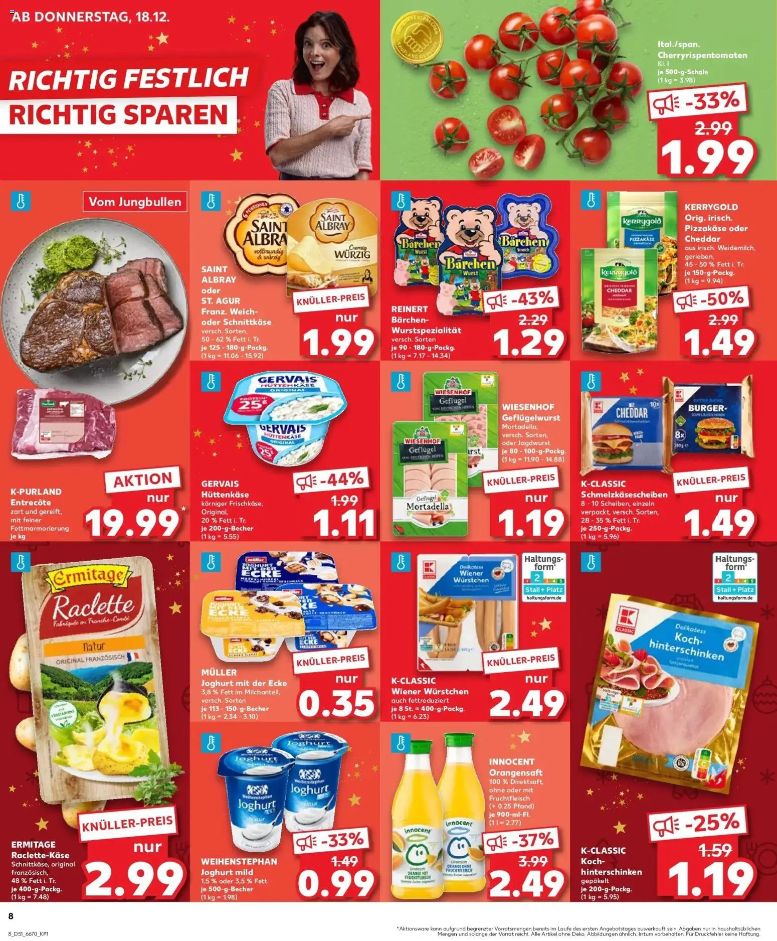 Kaufland prospekt Solingen	 – gültig ab 22.12.2025 | Seite: 8 | Produkte: Wiener wurstchen, Orangensaft, Wurst, Raclette