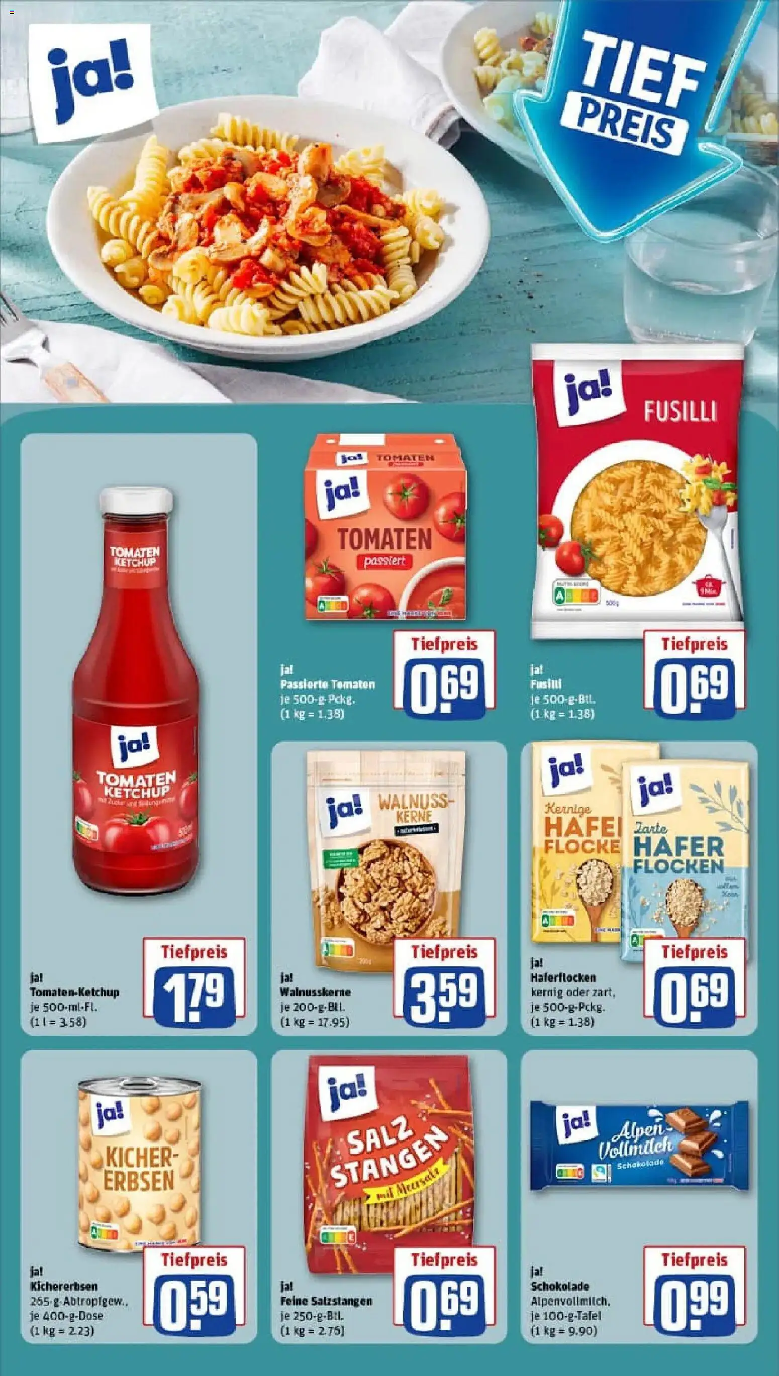 Rewe prospekt Berlin / Moabit	 – gültig ab 11.01.2026 | Seite: 14 | Produkte: Schokolade, Pasta, Ketchup, Erbsen