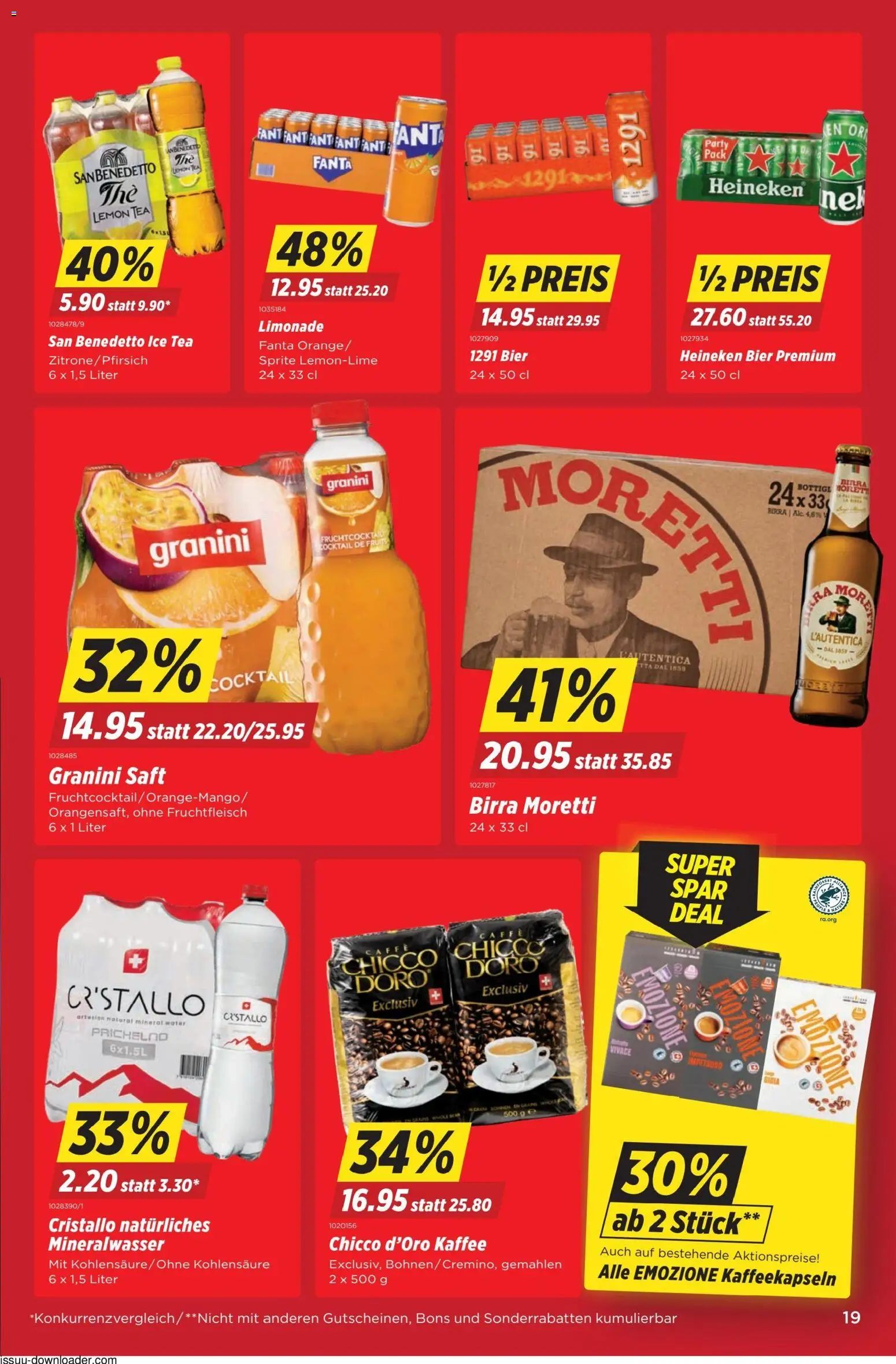 Denner Aktionen – gültig ab 28.10.2025 | Seite: 19 | Produkte: Limonade, Mineralwasser, Kaffee, Bier