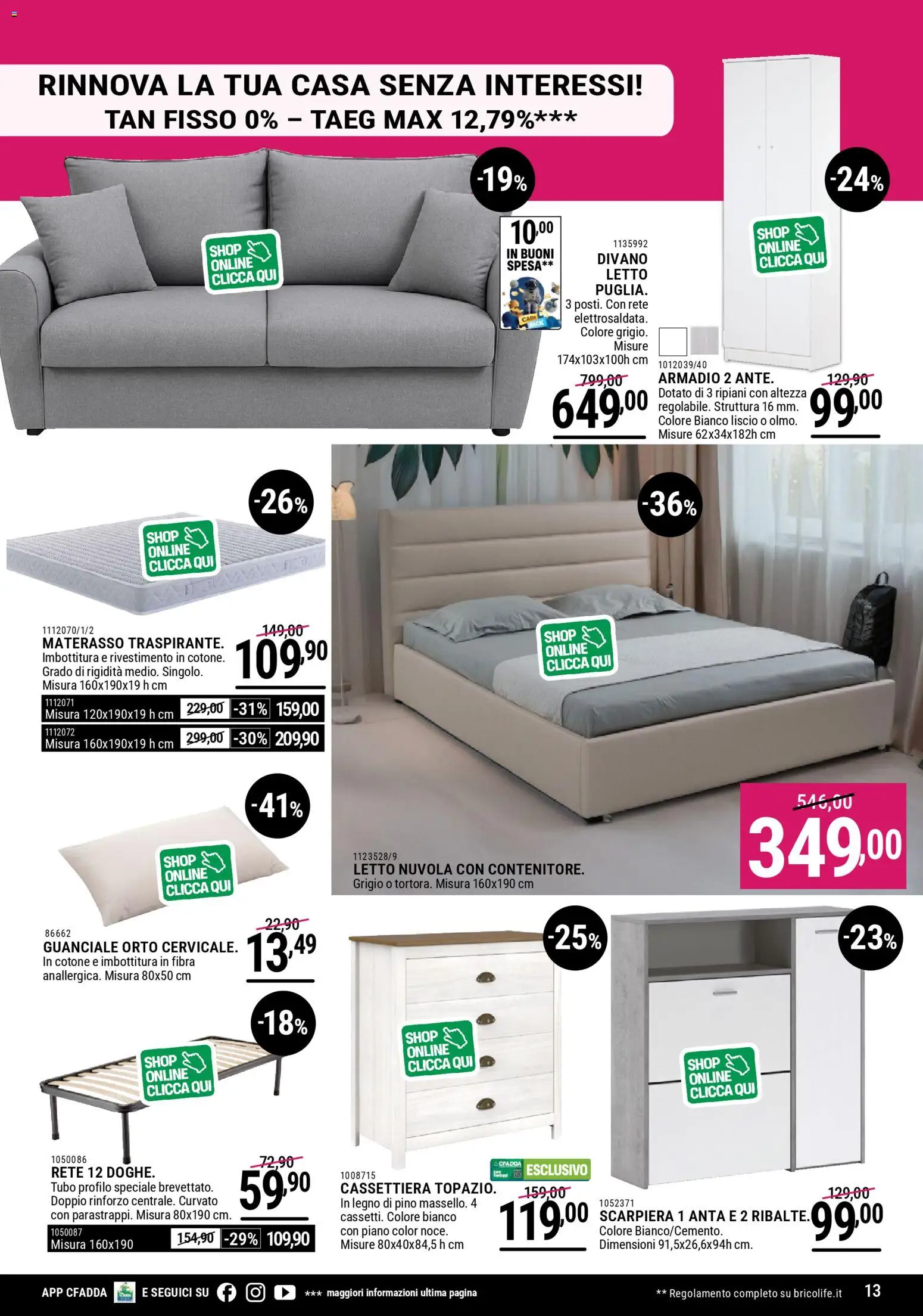 Volantino CFadda del 01.12.2025 | Pagina: 13 | Prodotti: Tubo, Scarpiera, Cassettiera, Guanciale