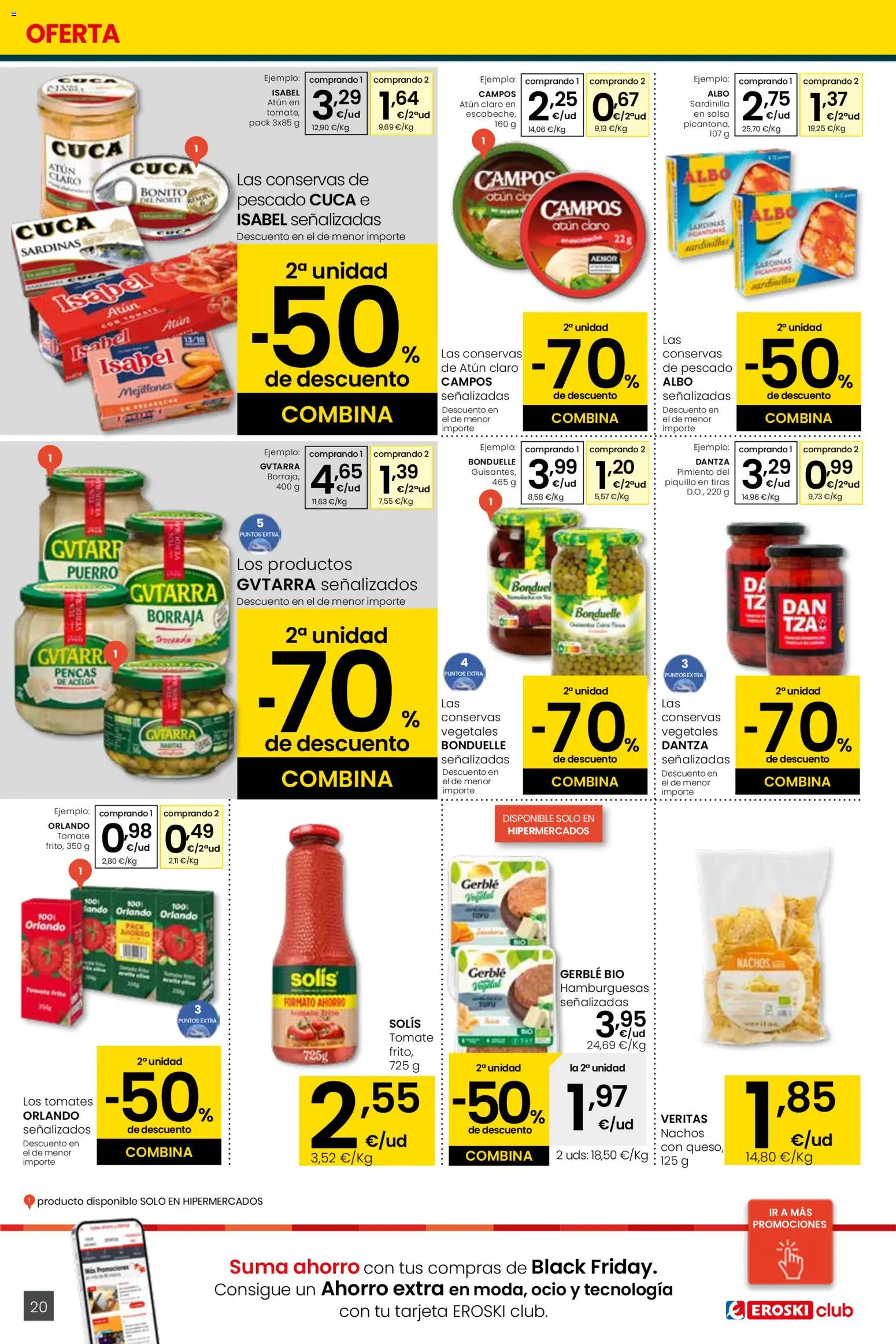Eroski folleto │ válido desde el 13.11.2025 | Página: 20 | Productos: Καλτσάκια μισά, Tomates, Κάδος απορρυμάτων, Atún claro