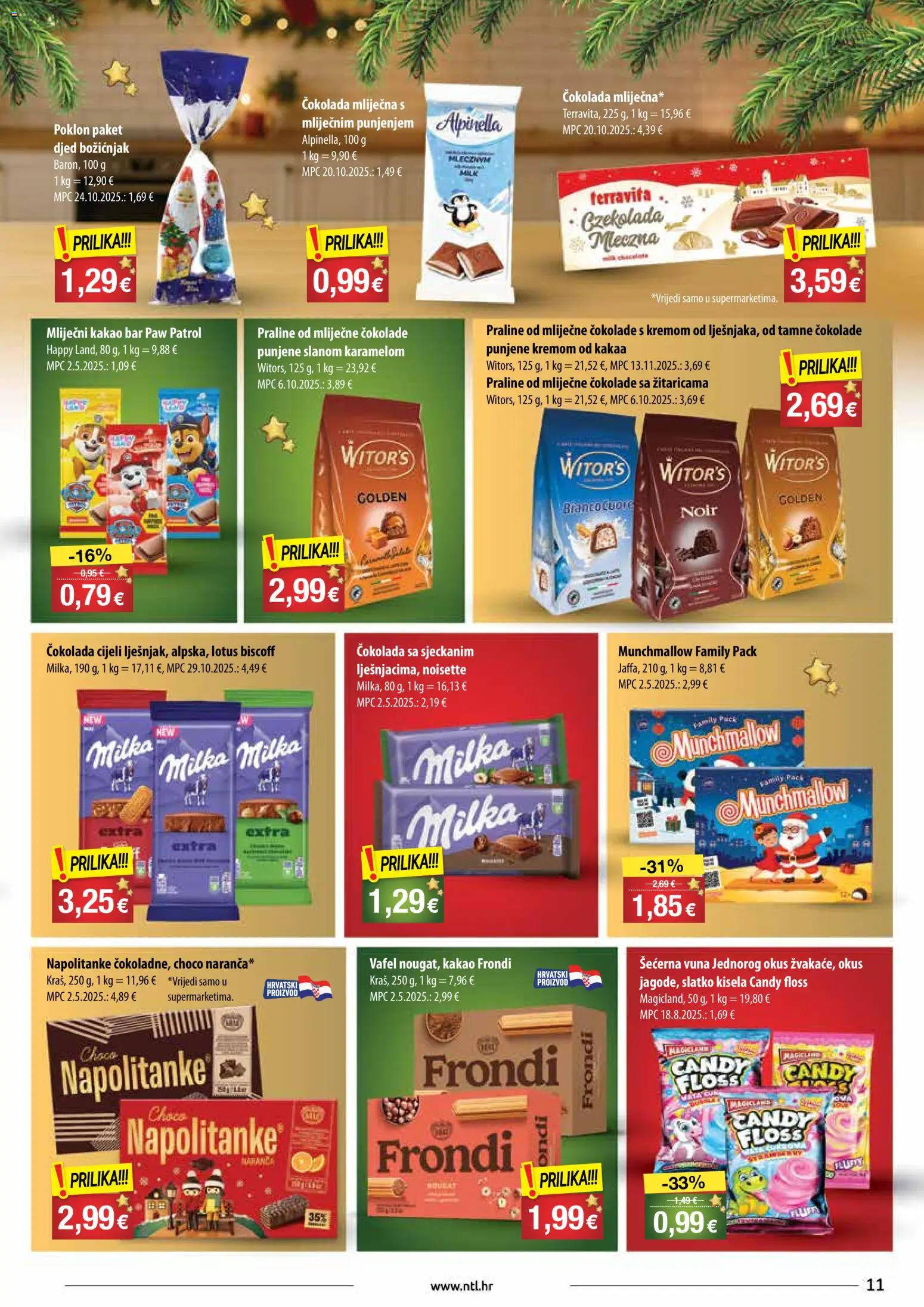 NTL katalog | vrijedi od 17.12.2025 | Stranica: 11 | Proizvodi: Praline, Čokolada, Napolitanke, Milka