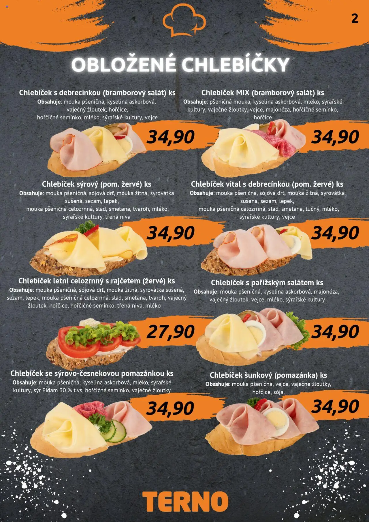 Terno leták - Grill Zlín – Studená kuchyně od 03.07.2025 | Strana: 3 | Produkty: Mléko, Pomazánka, Mouka, Niva