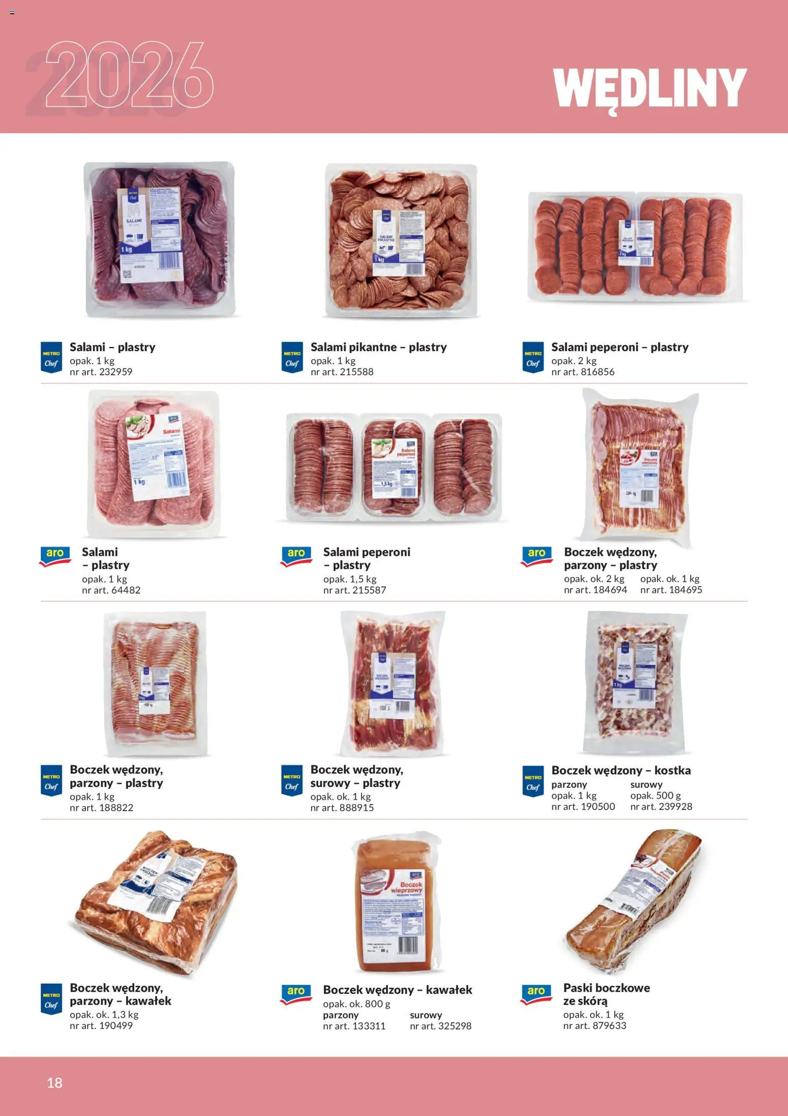 Makro gazetka - Produktów marek własnych dla profesjonalnej Gastronomii od 01.03.2026 | Strona: 18 | Produkty: Boczek wieprzowy, Boczek, Salami, Wędliny