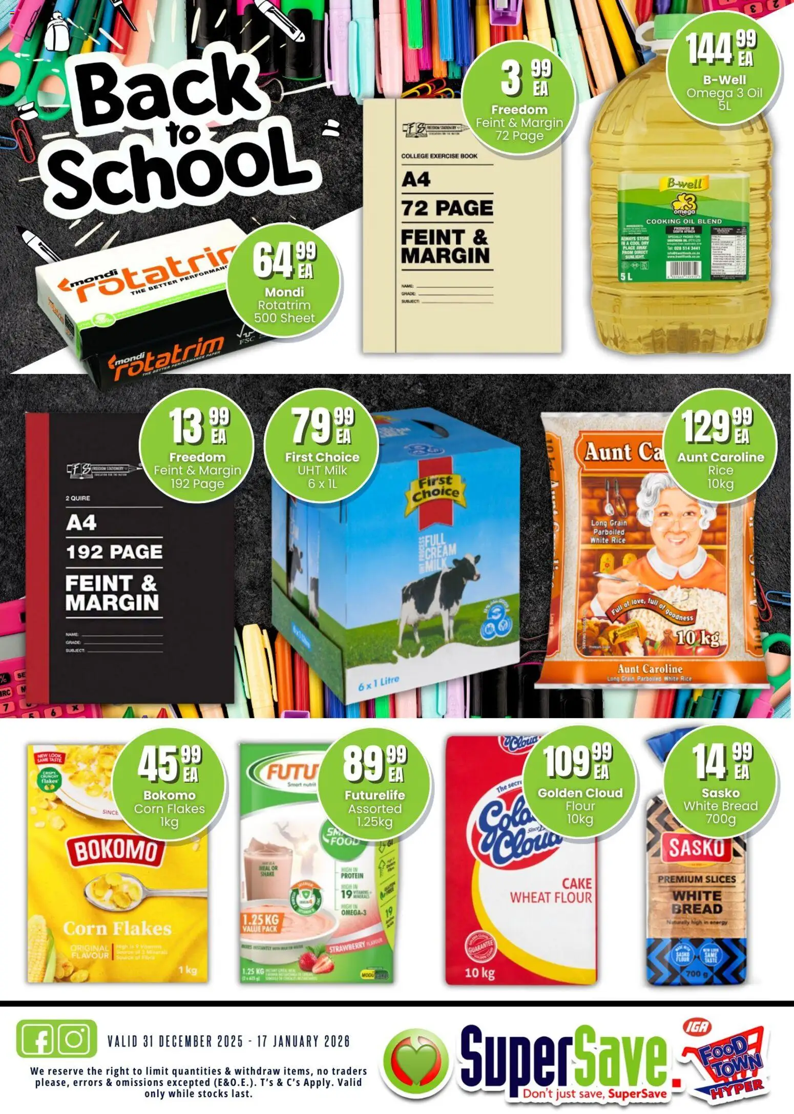 New Super Save catalogue – valid from 31.12.2025 | Page: 1 | Products: Cake, Detergente líquido, Rice, Cream
