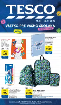 Tesco všetko pre vášho školáka - náhľad platný od 11.08.2025