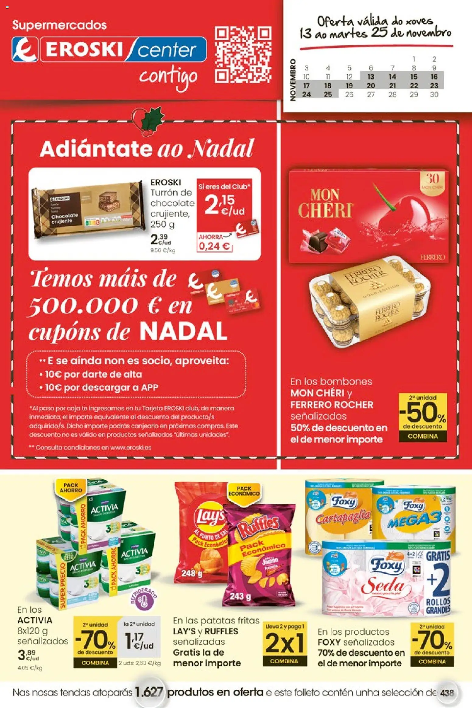 Eroski - Adiántate ao Nadal │ válido desde el 13.11.2025 | Página: 1 | Productos: Chocolate, Jamón, Té, Caja