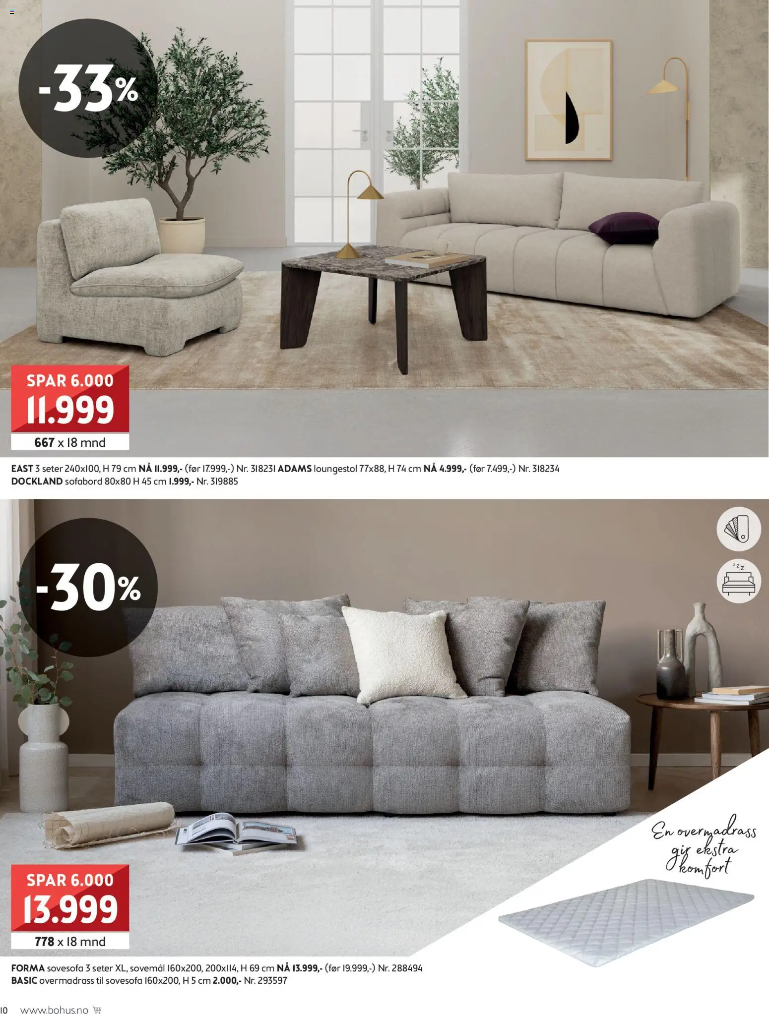 {H1} | Side: 10 | Produkter: Overmadrass, Sovesofa