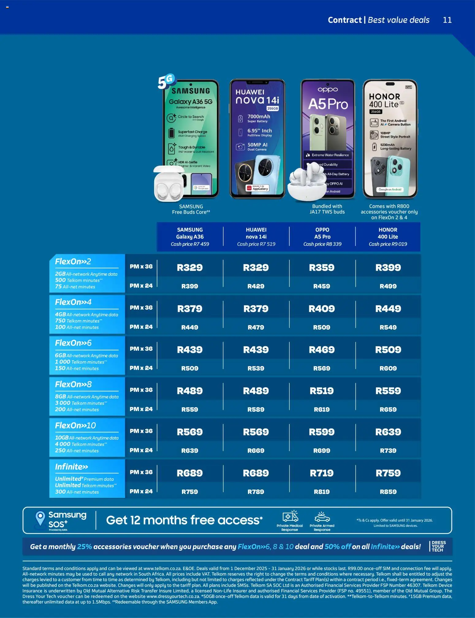 New Telkom catalogue – valid from 01.12.2025 | Page: 11 | Products: Dress, Data, Sim, Battery