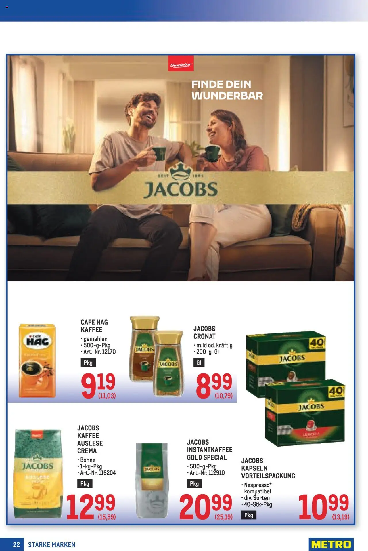 Metro  Starke Marken gültig ab 18.09.2025 | Seite: 22 | Produkte: Kaffee