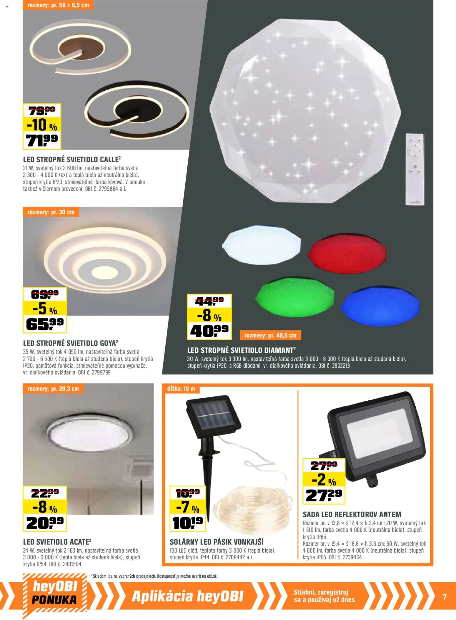 Nové OBI akcie – leták je platný od 01.11.2025 | Strana: 7 | Produkty: Stropné svietidlo, Led stropné svietidlo, Led pásik, Svietidlo