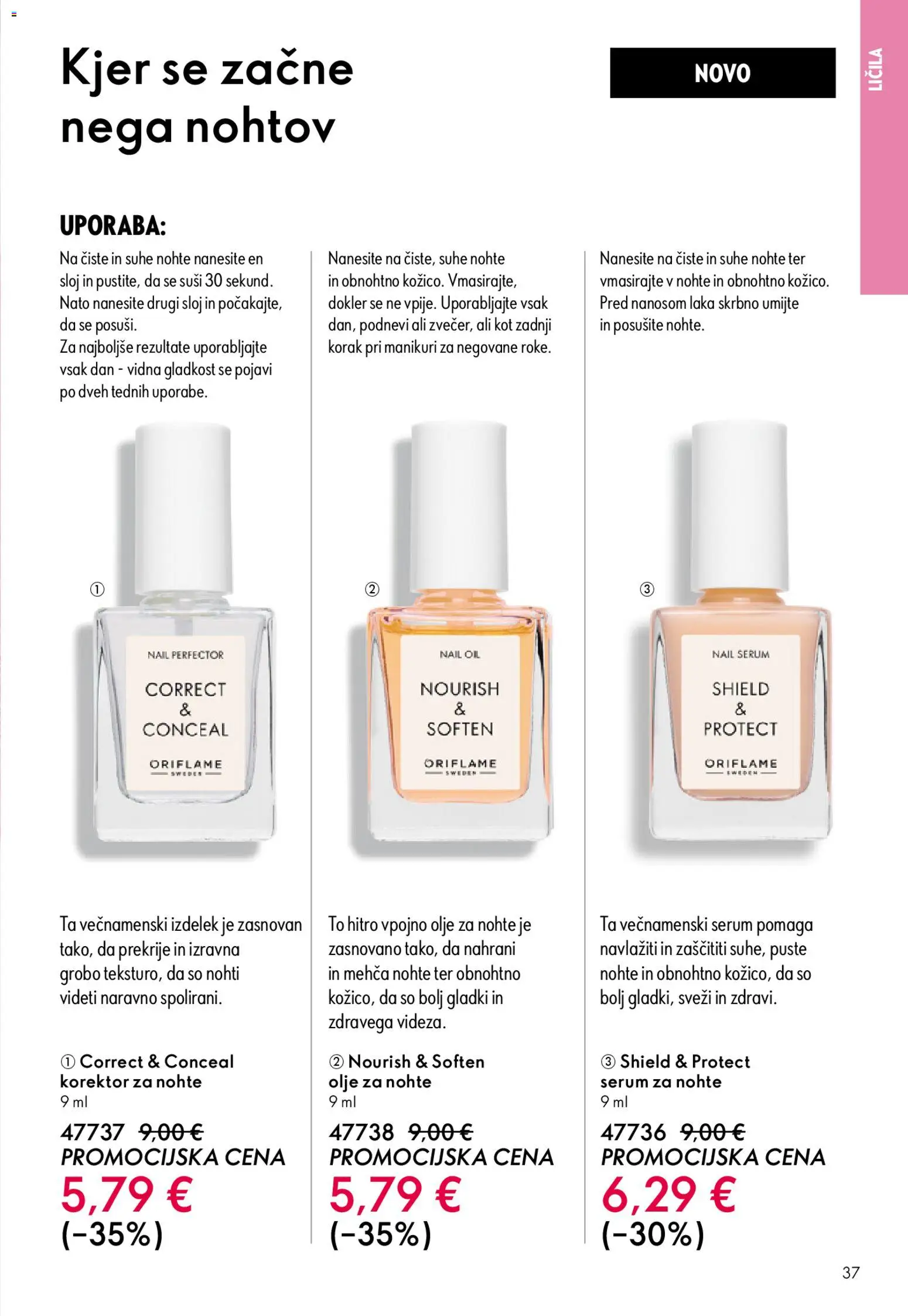 Novi Oriflame katalog ponudbe – veljaven od 22.04.2026 | Stran: 37 | Izdelki: Licila, Korektor, Suši, Olje