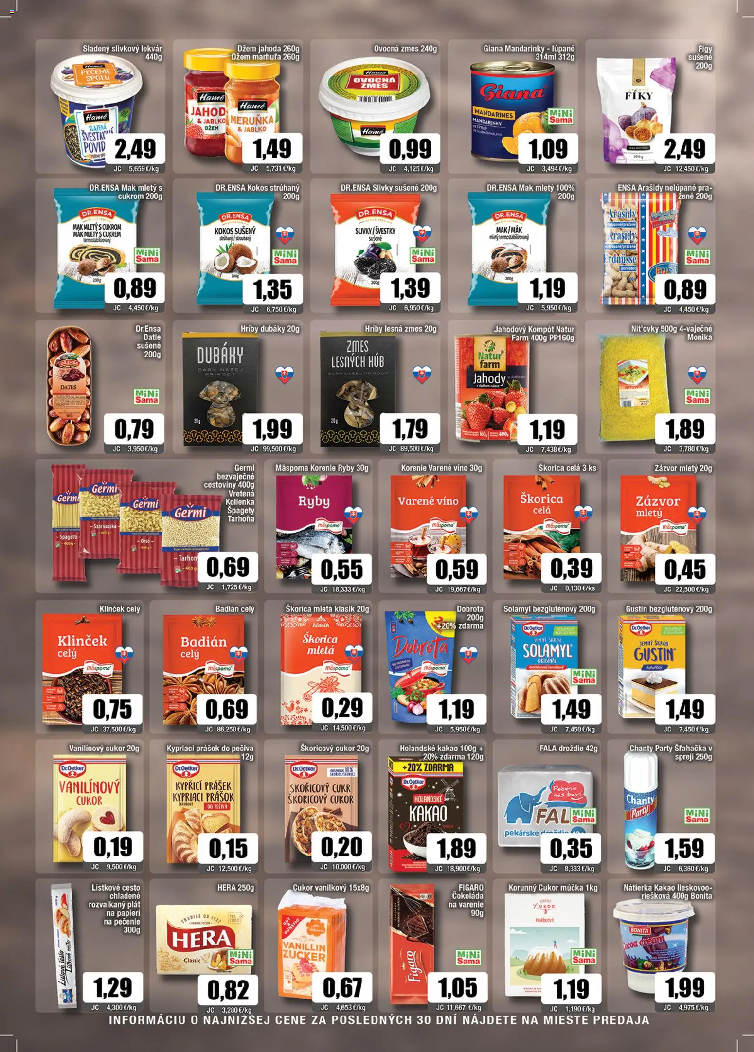 Nové Sama akcie – leták je platný od 05.12.2025 | Strana: 6 | Produkty: Lístkové cesto, Korenie, Arašidy, Tarhoňa