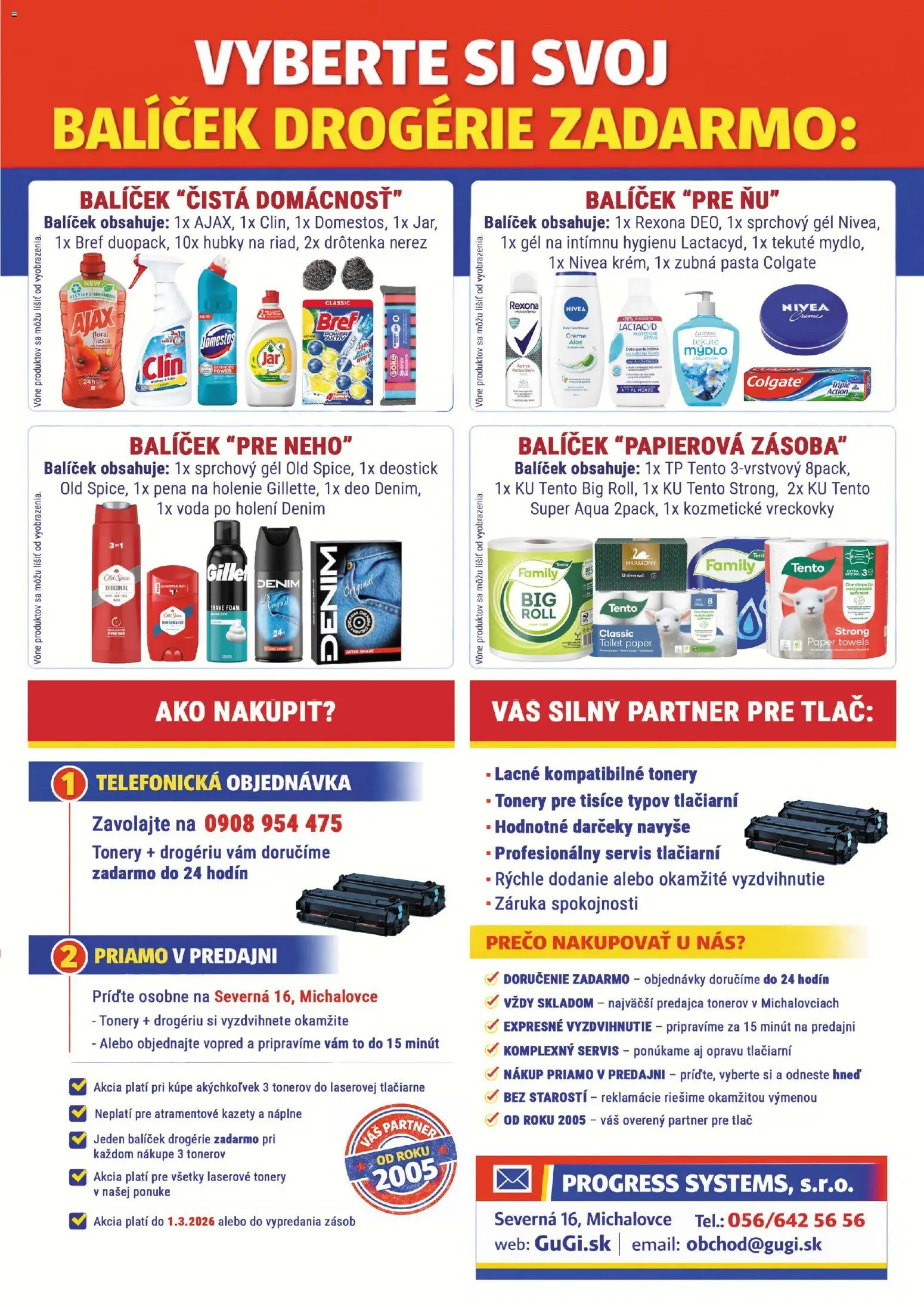 Nové Progress Systems, s.r.o. akcie – leták je platný od 31.01.2026 | Strana: 2 | Produkty: Old Spice, Tlačiarne, Pena na holenie, Mydlo
