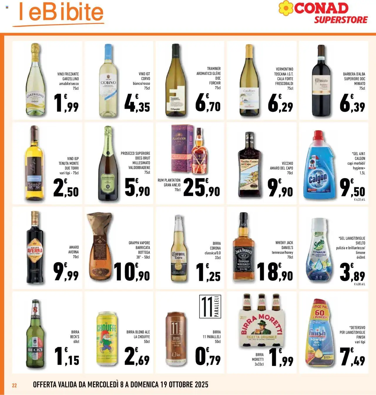Volantino Conad del 08.10.2025 | Pagina: 22 | Prodotti: Birra, Whisky, Limone, Lavastoviglie